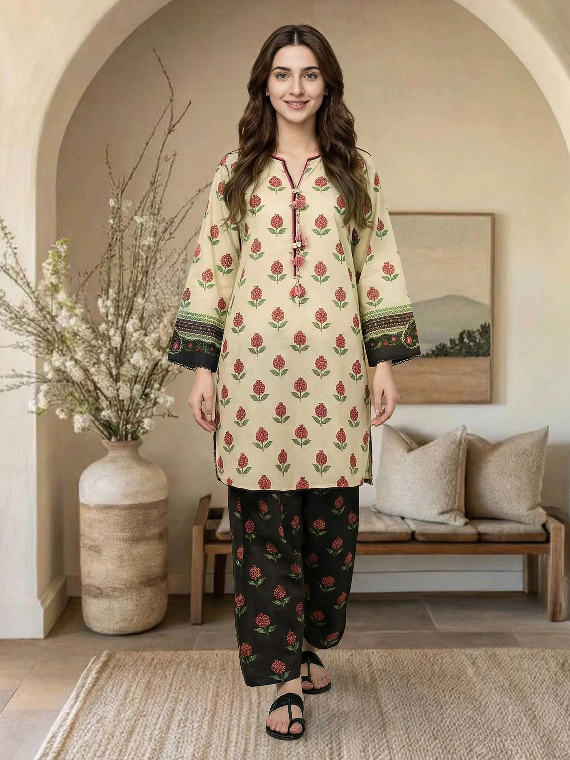2 Piece Cambric Suit (Pret) - Image 2