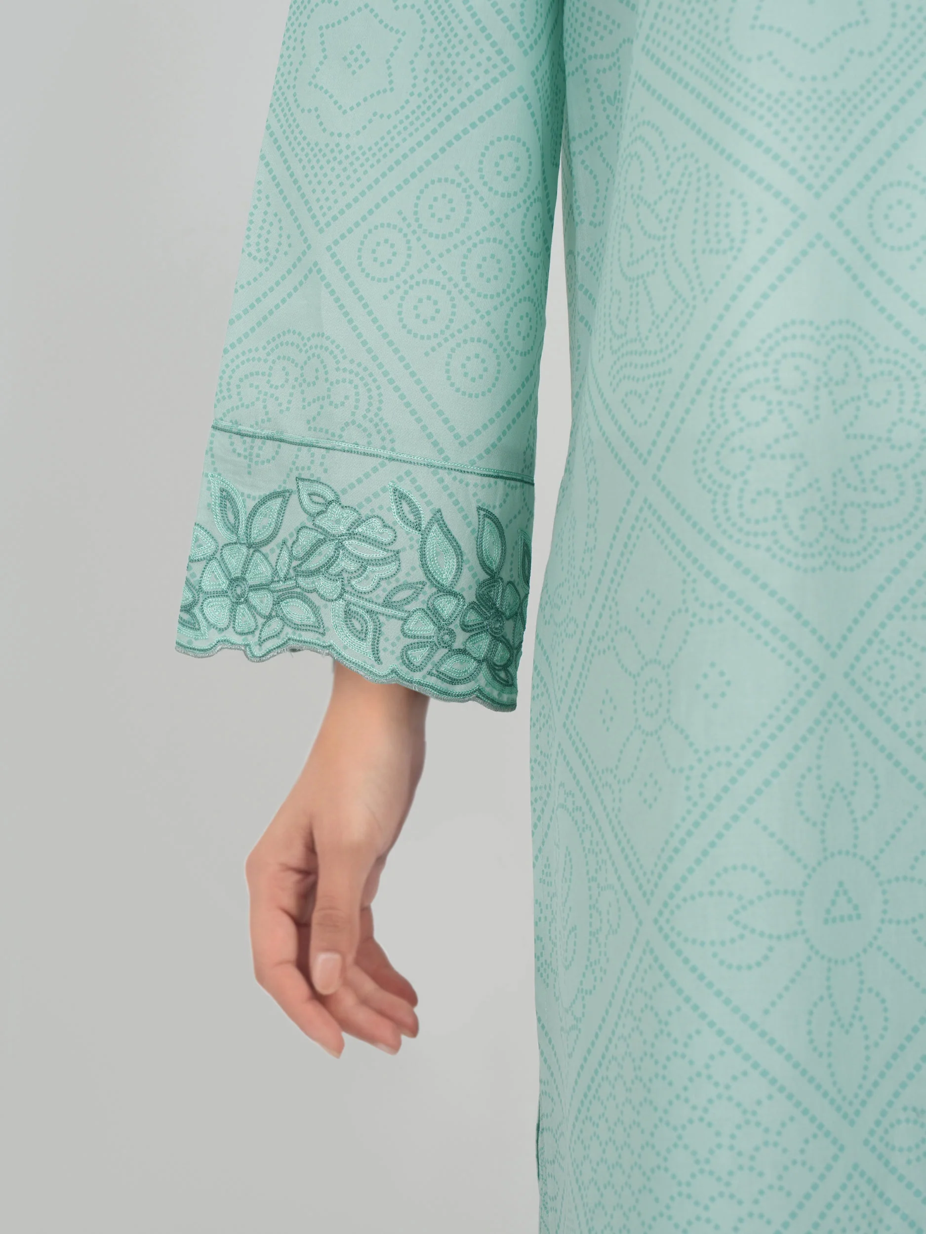 2 Piece Cambric Suit- Embroidered (Pret) - Image 5