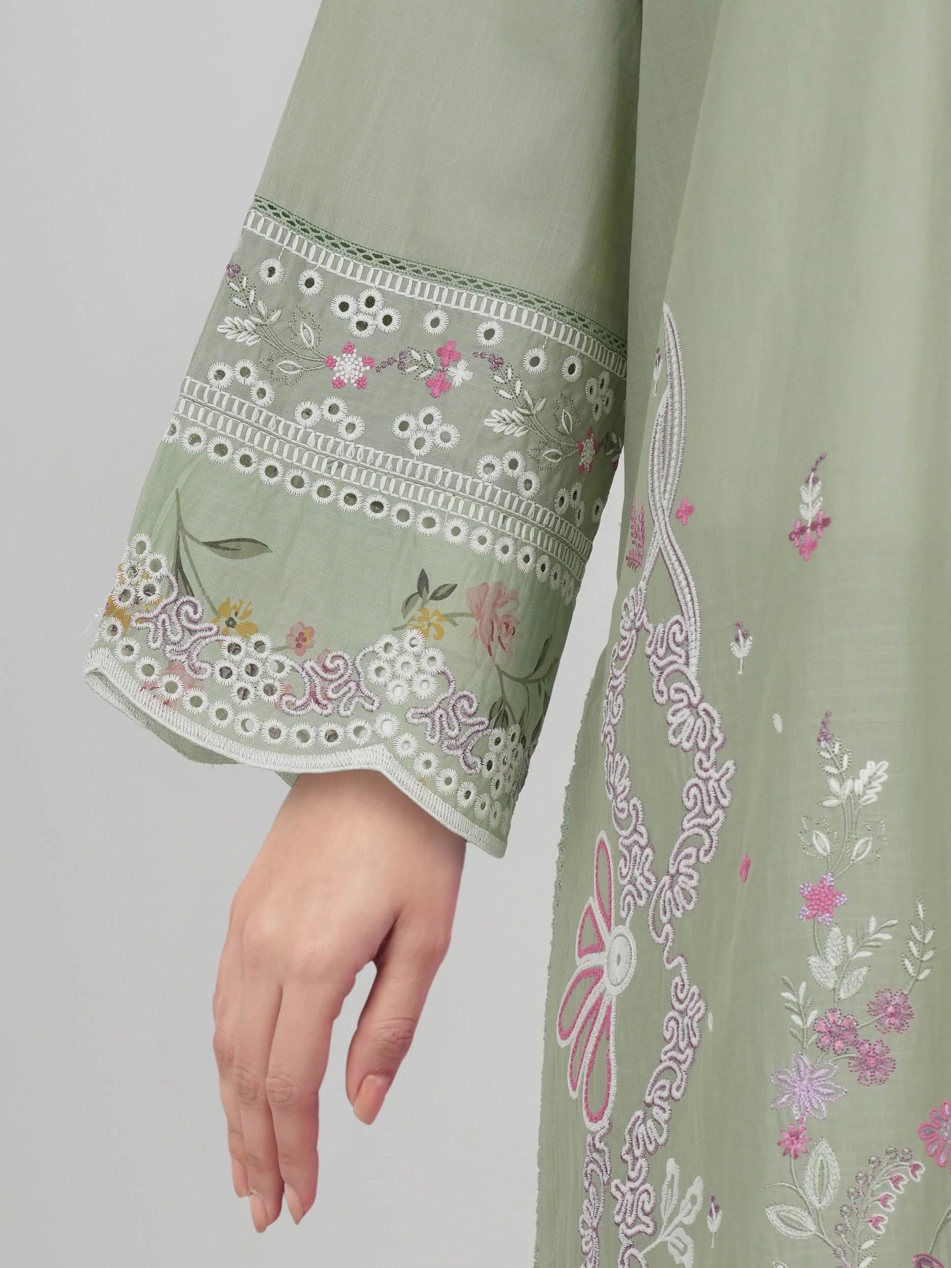 3 Piece Lawn Slub Suit- Embroidered (Pret) - Image 5