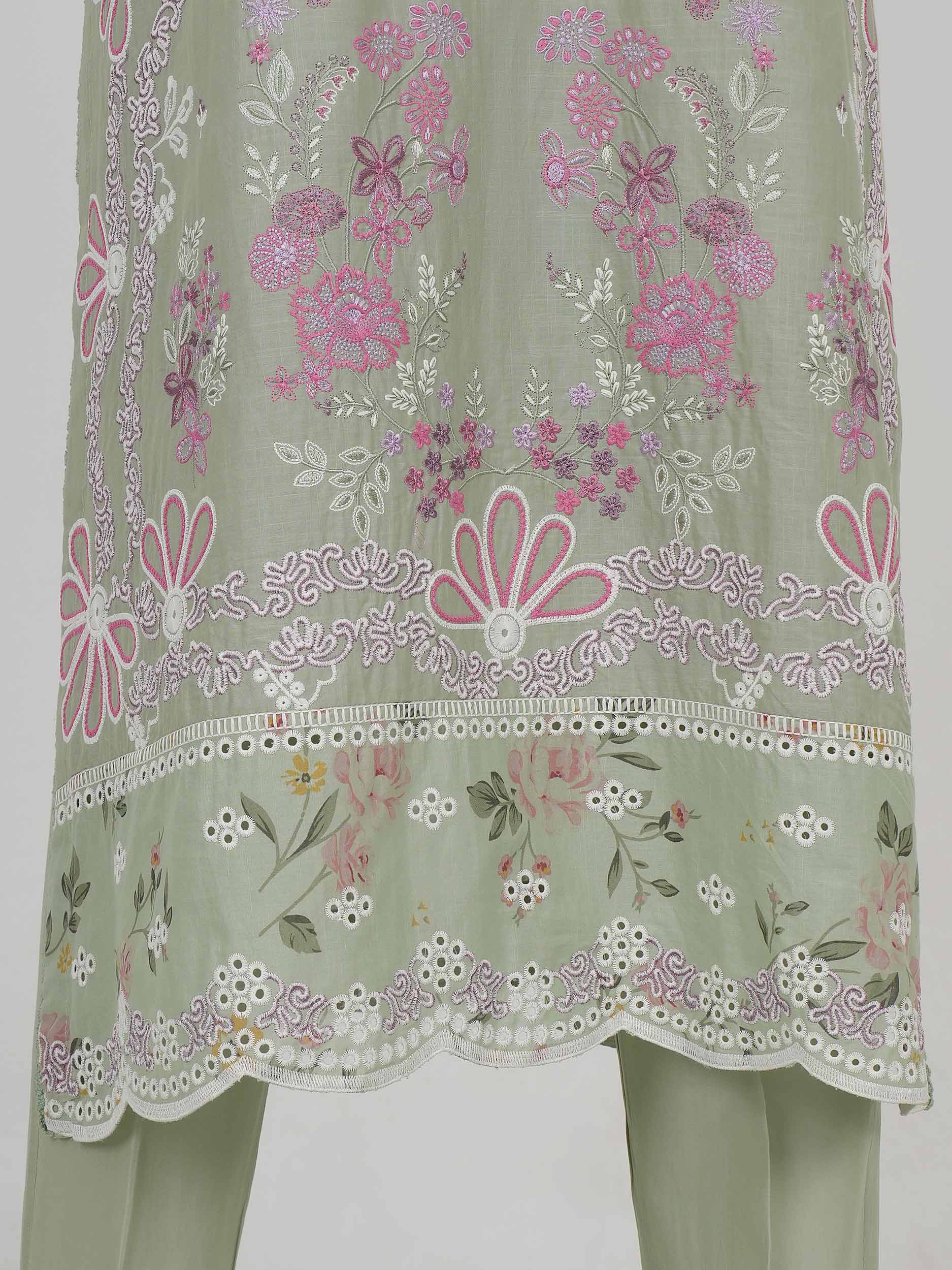 3 Piece Lawn Slub Suit- Embroidered (Pret) - Image 6
