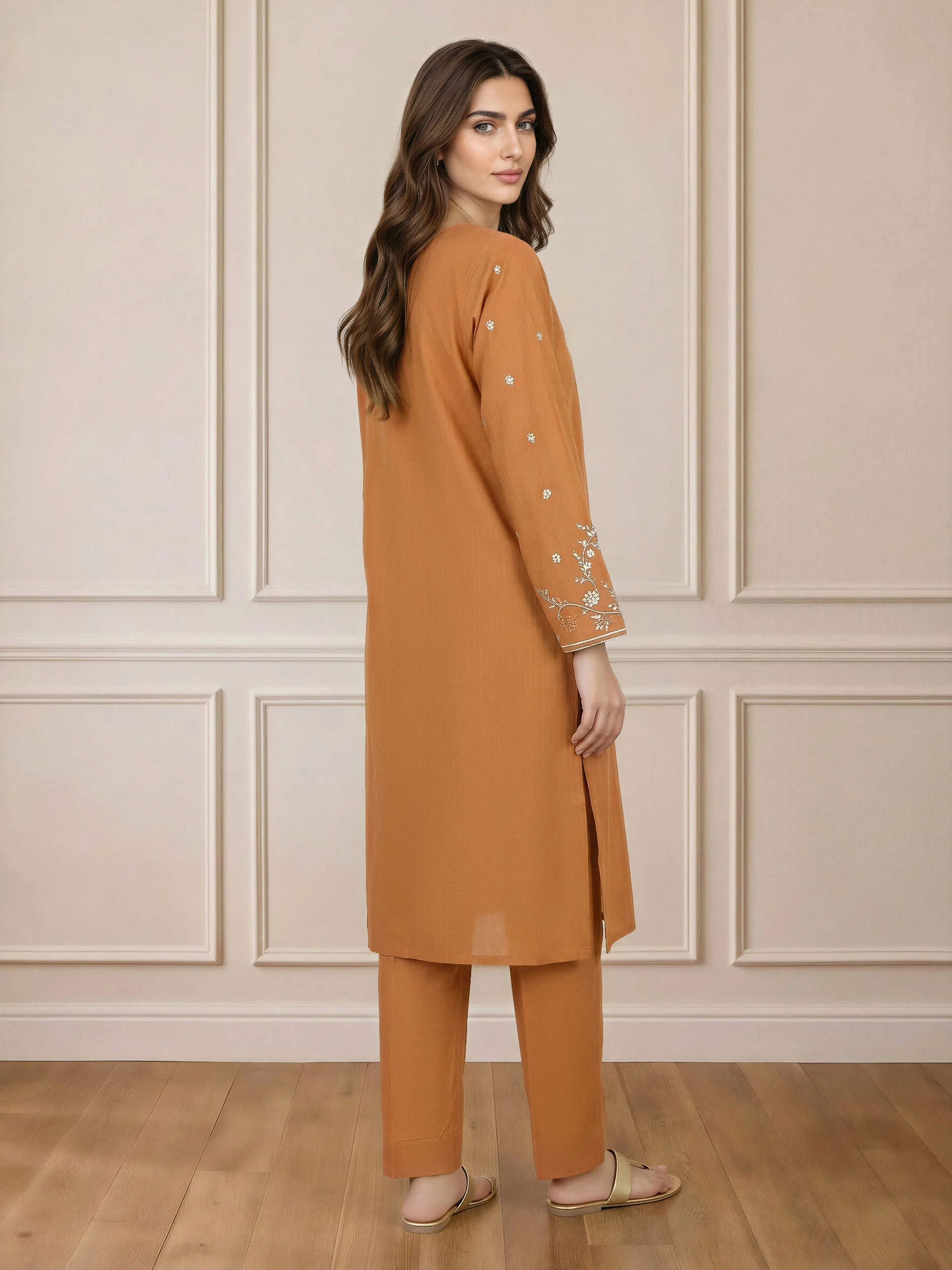 2 Piece Lawn Texture Suit- Embroidered (Pret) - Image 3