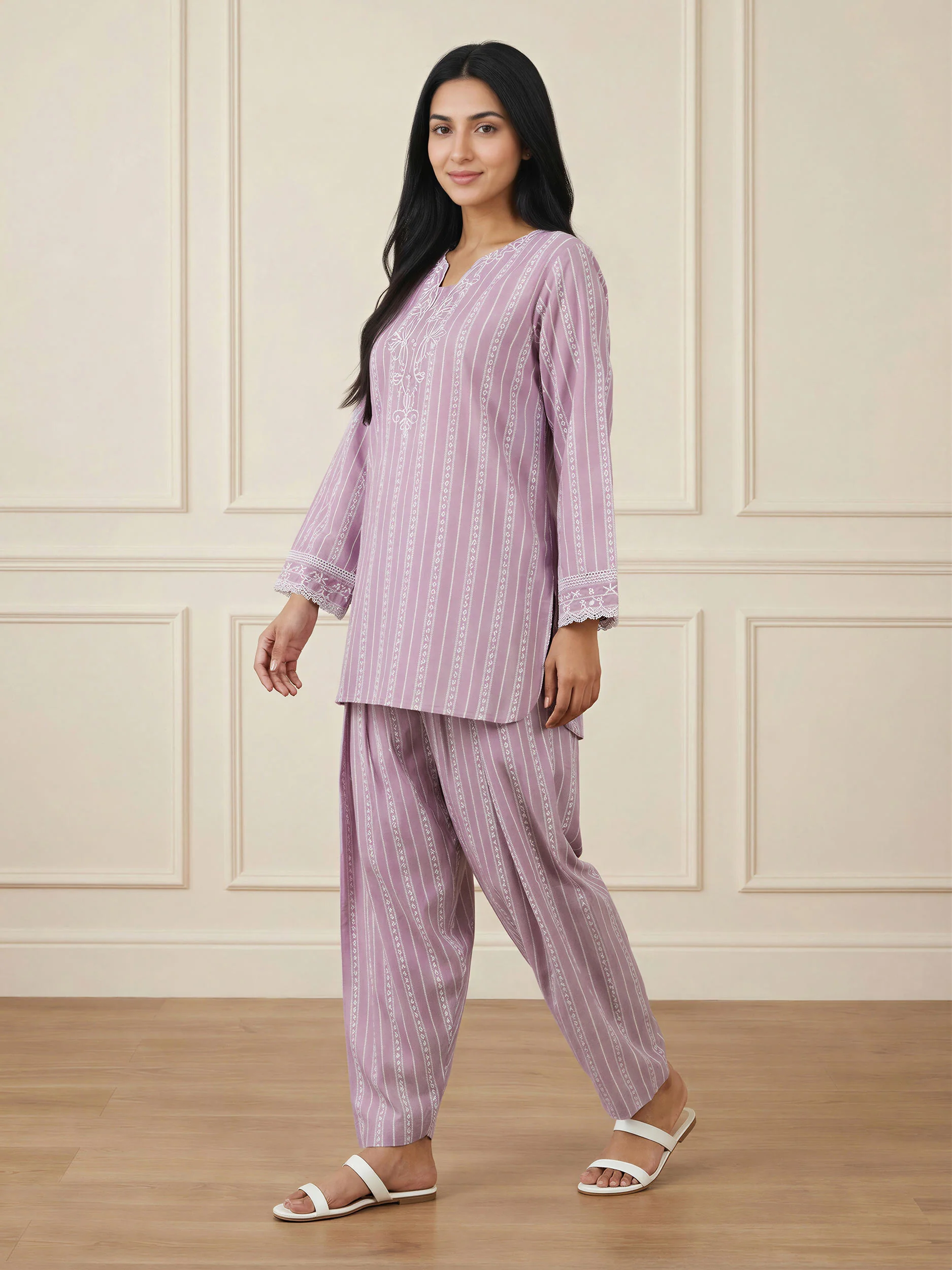 Cambric Co-ord Set- Embroidered - Image 2