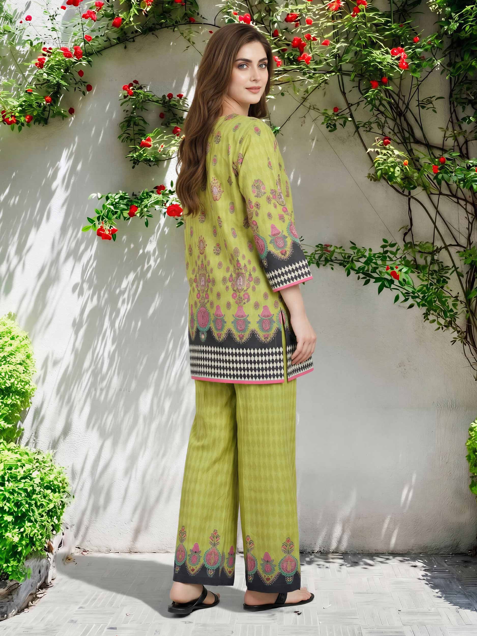 2 Piece Lawn Slub Suit (Pret) - Image 2