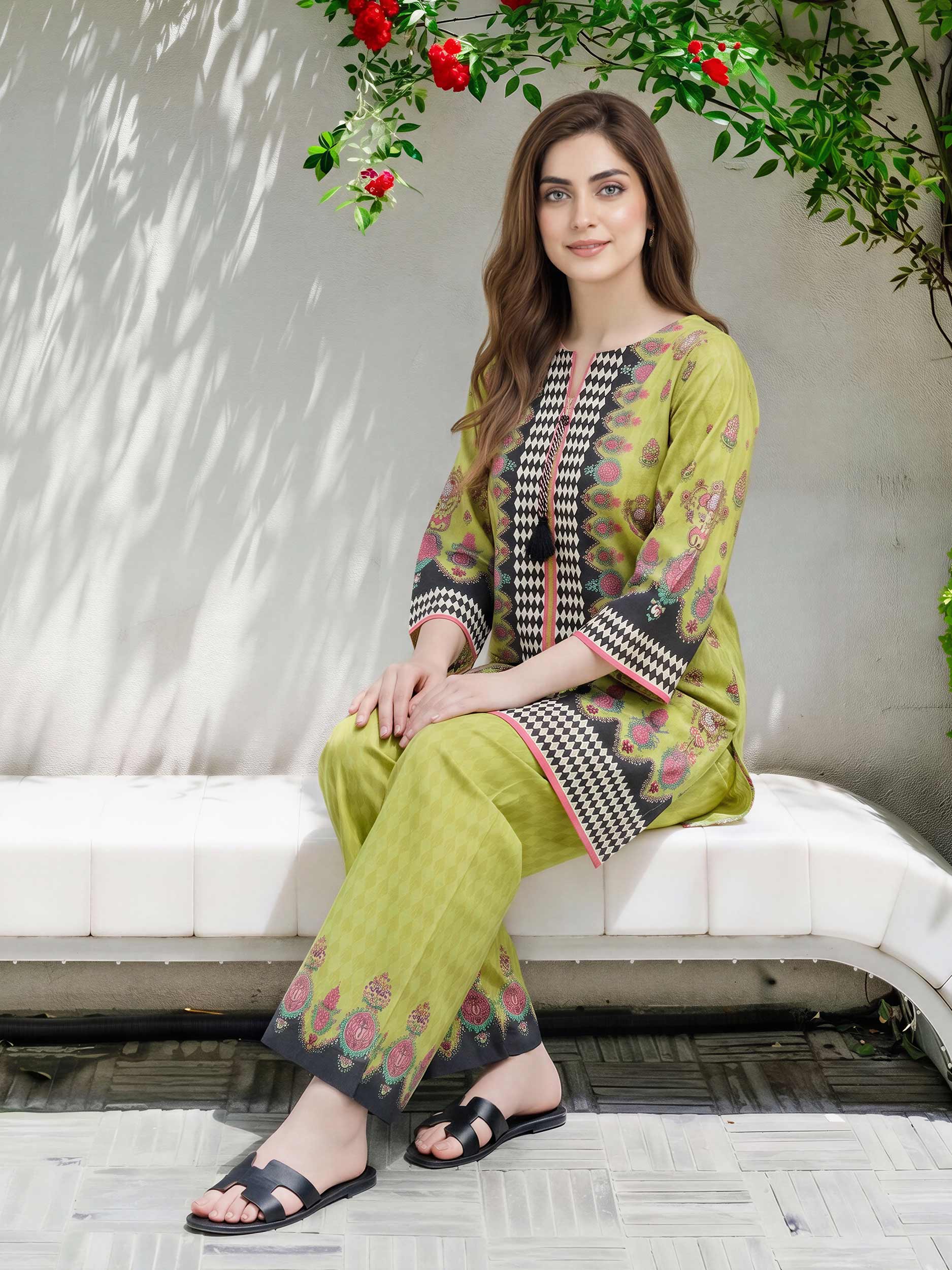 2 Piece Lawn Slub Suit (Pret) - Image 3