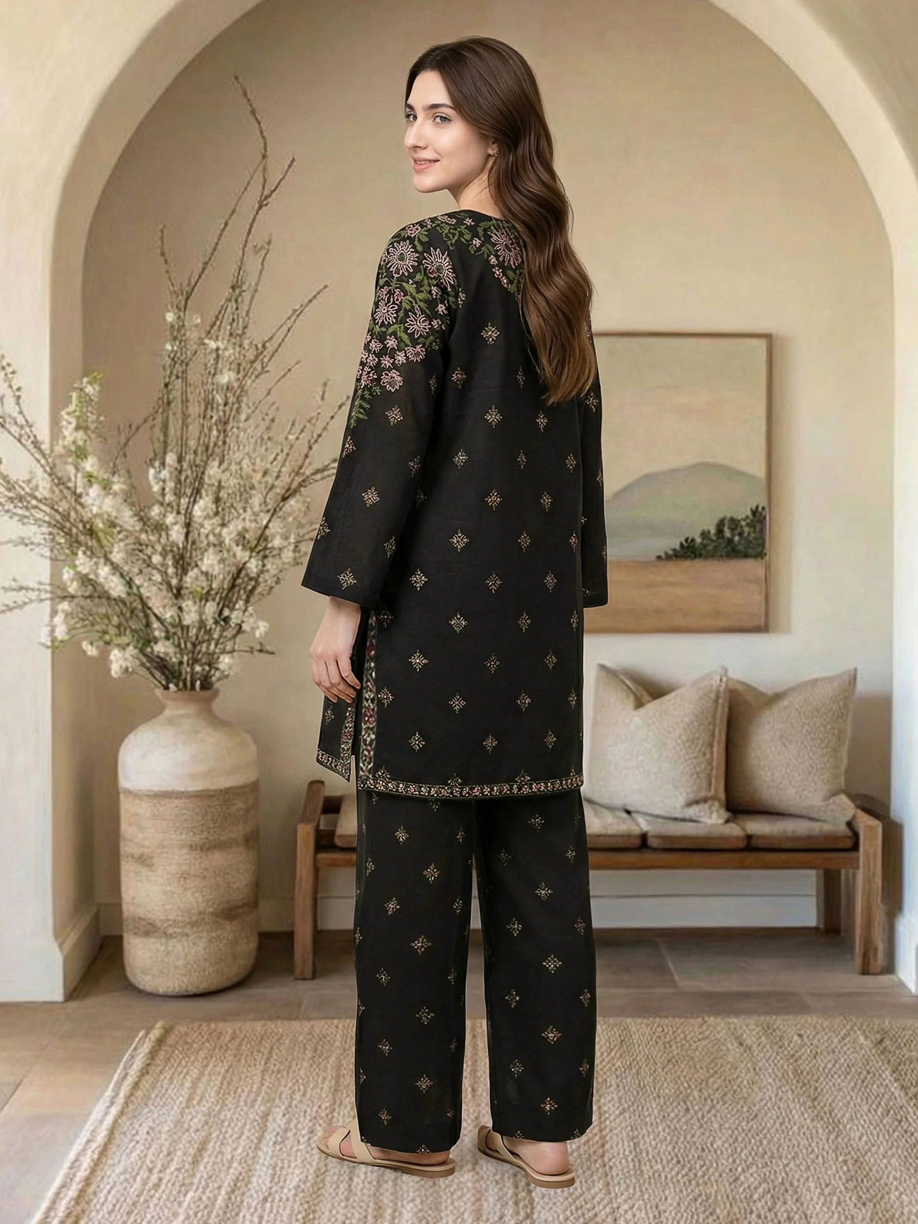2 Piece Lawn Slub Suit (Pret) - Image 3