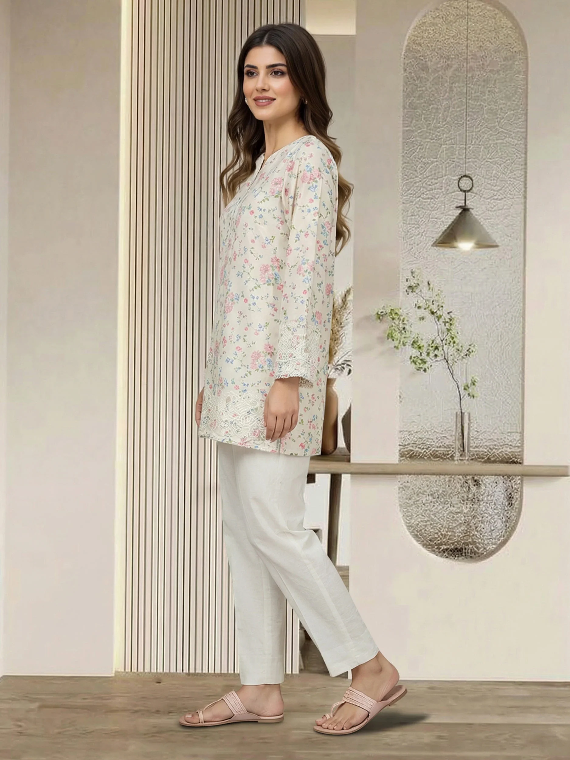 Lawn Texture Kurti- Embroidered (Pret) - Image 2