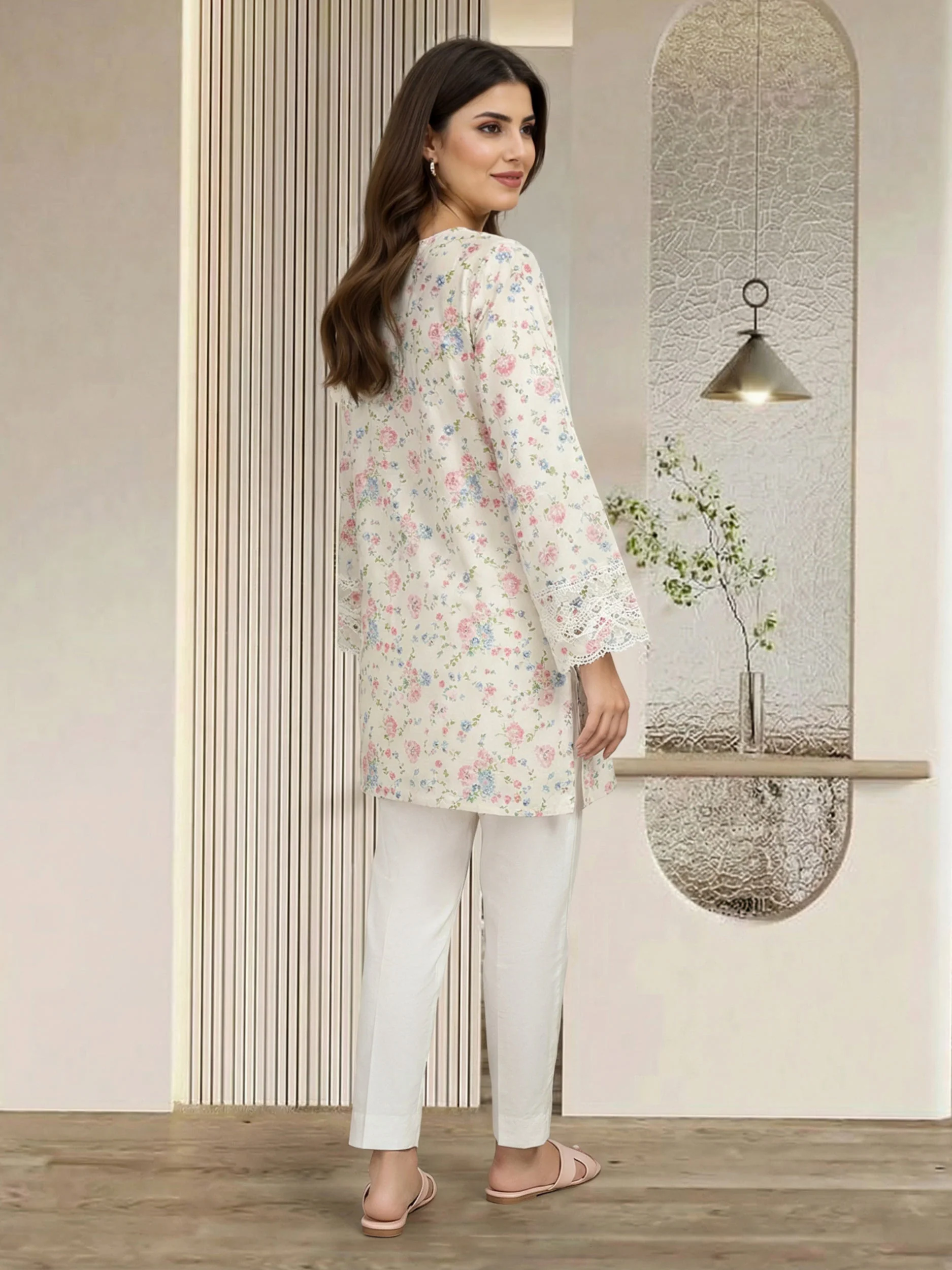 Lawn Texture Kurti- Embroidered (Pret) - Image 3