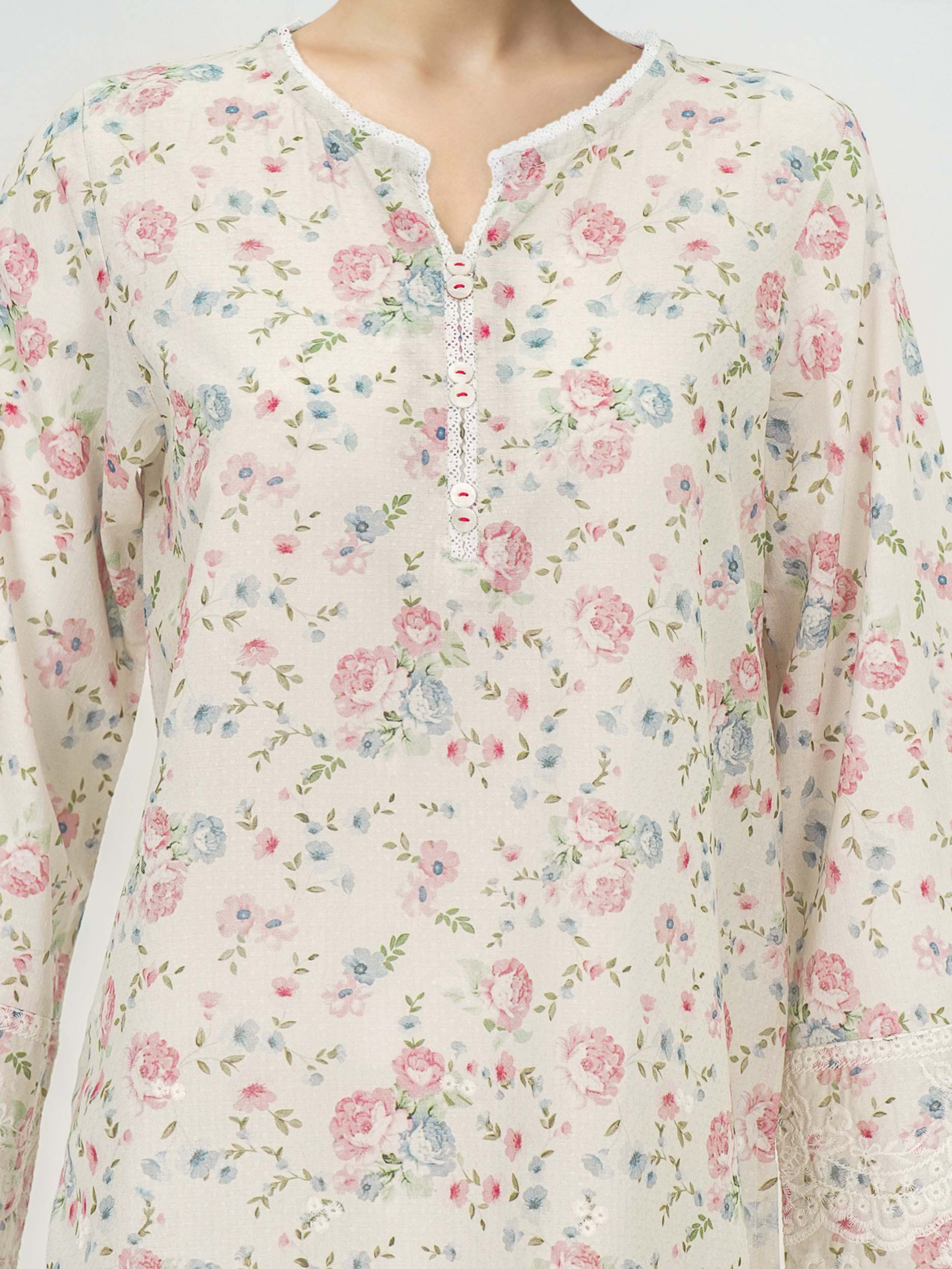 Lawn Texture Kurti- Embroidered (Pret) - Image 4