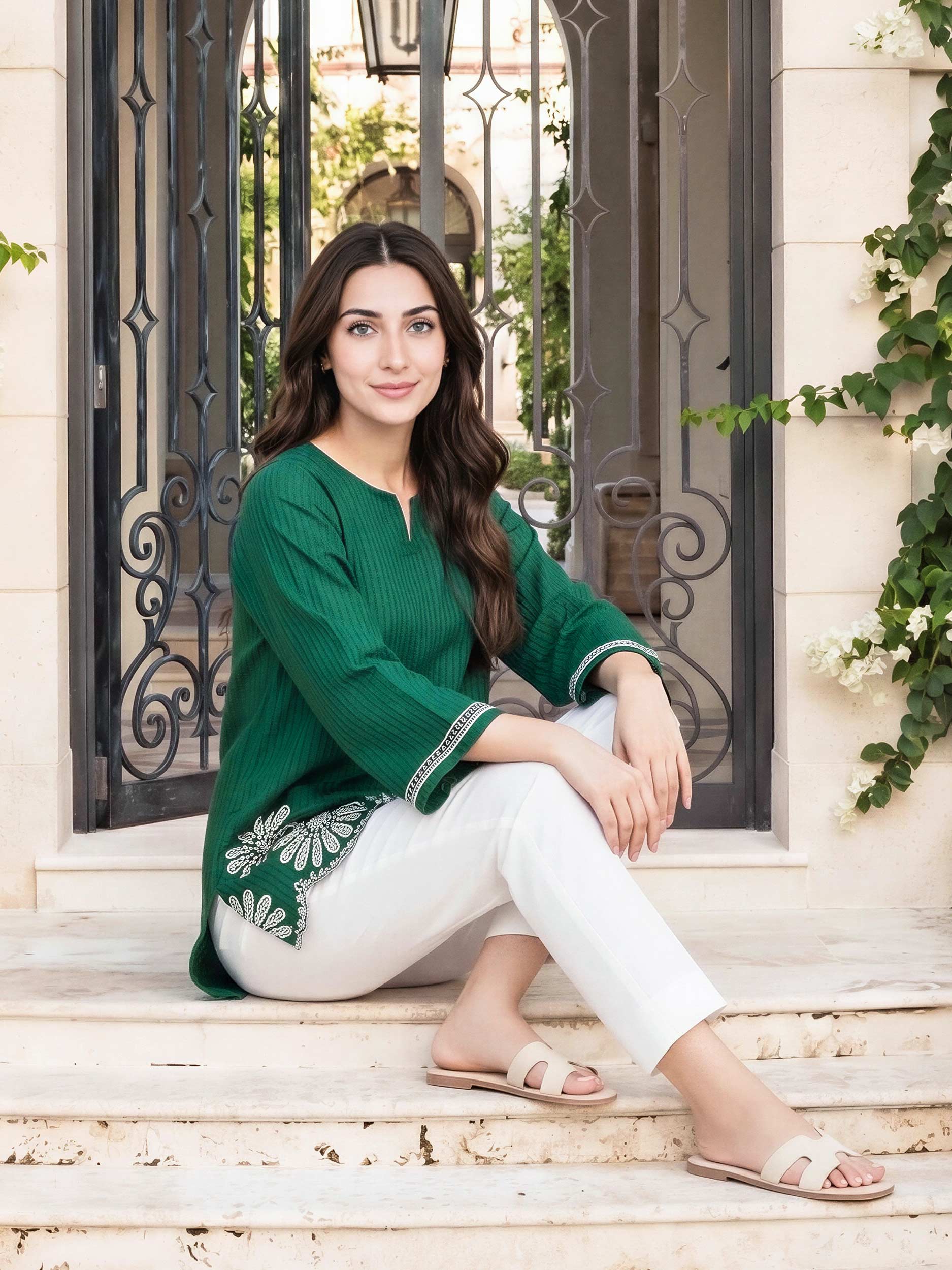 Lawn Texture Kurti- Embroidered (Pret) - Image 4