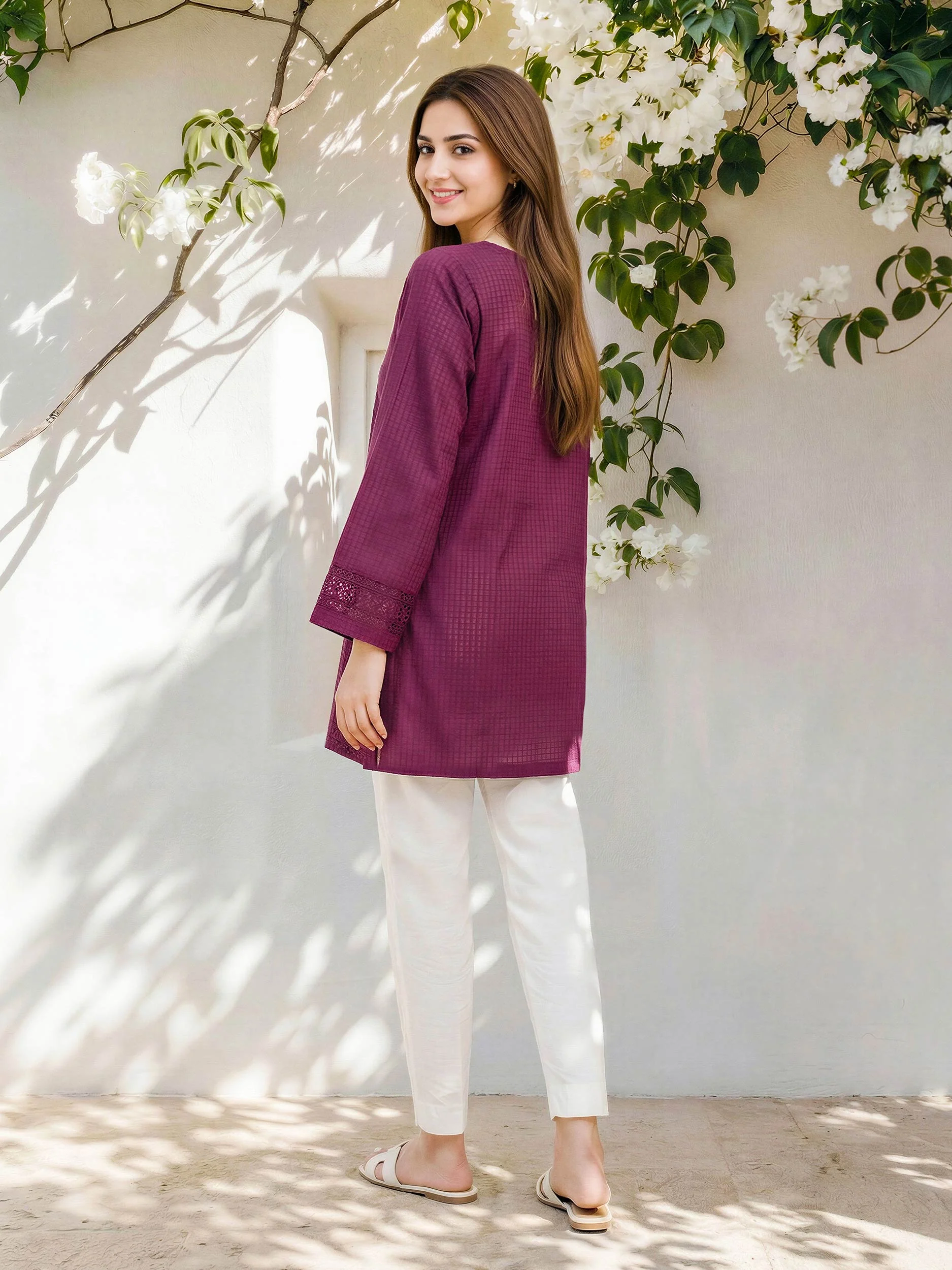 Lawn Texture Kurti- Embroidered (Pret) - Image 4
