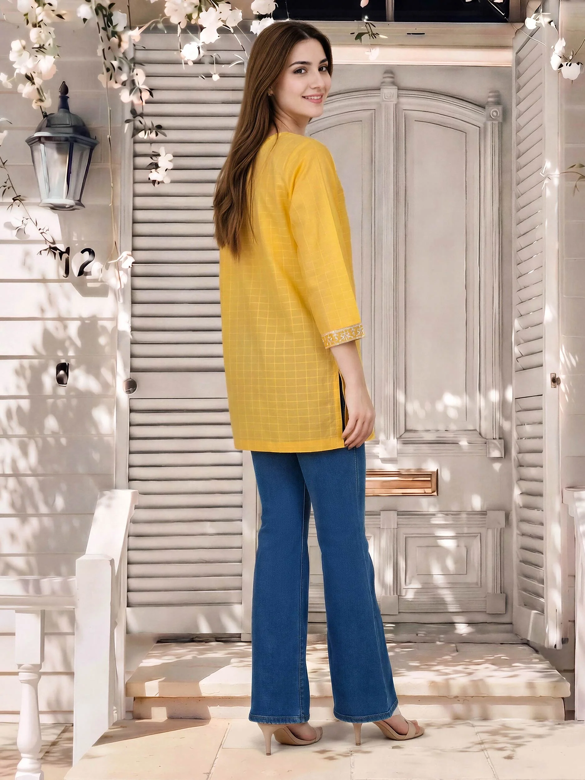 Lawn Texture Kurti- Embroidered (Pret) - Image 3