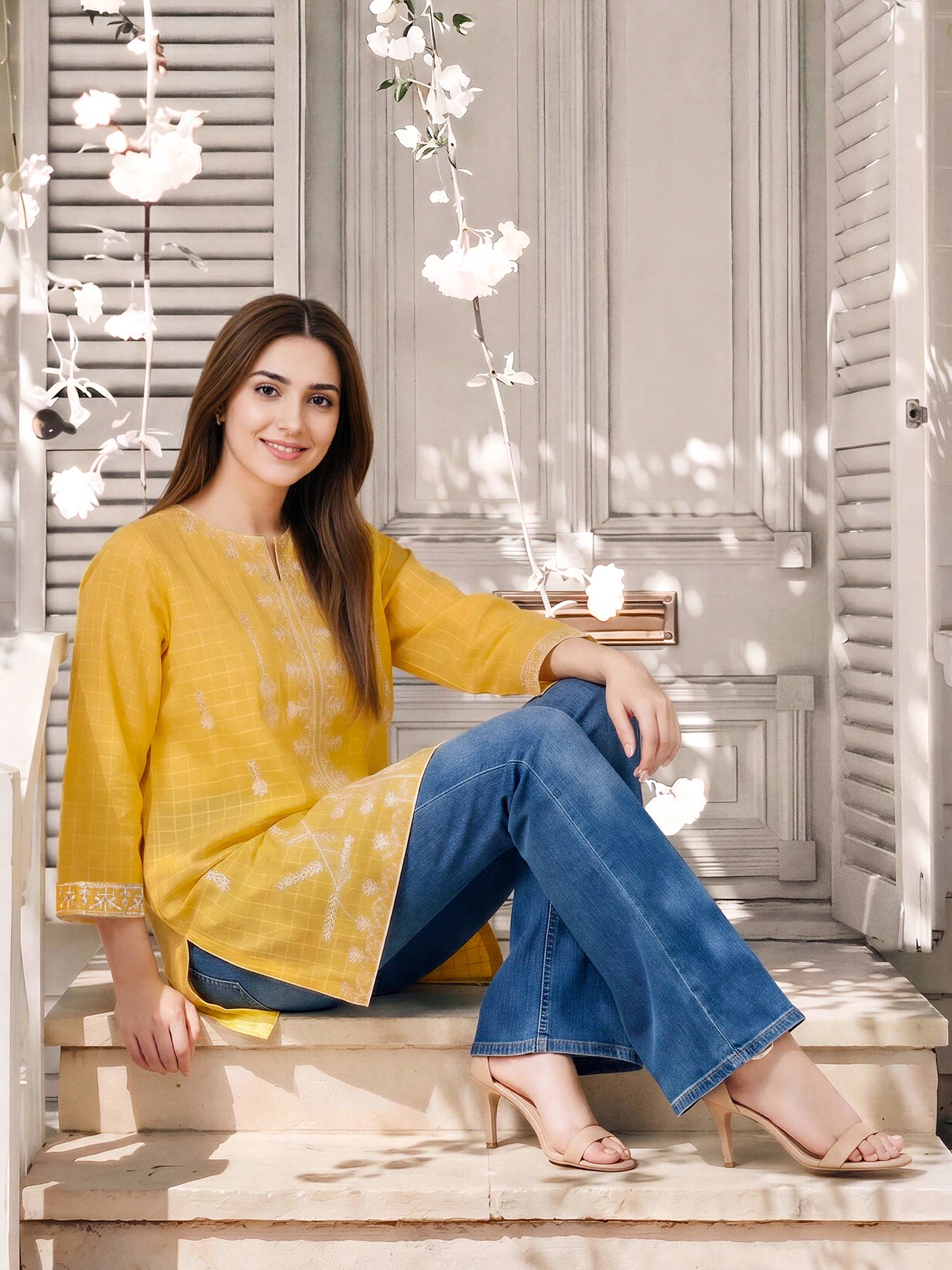 Lawn Texture Kurti- Embroidered (Pret) - Image 4