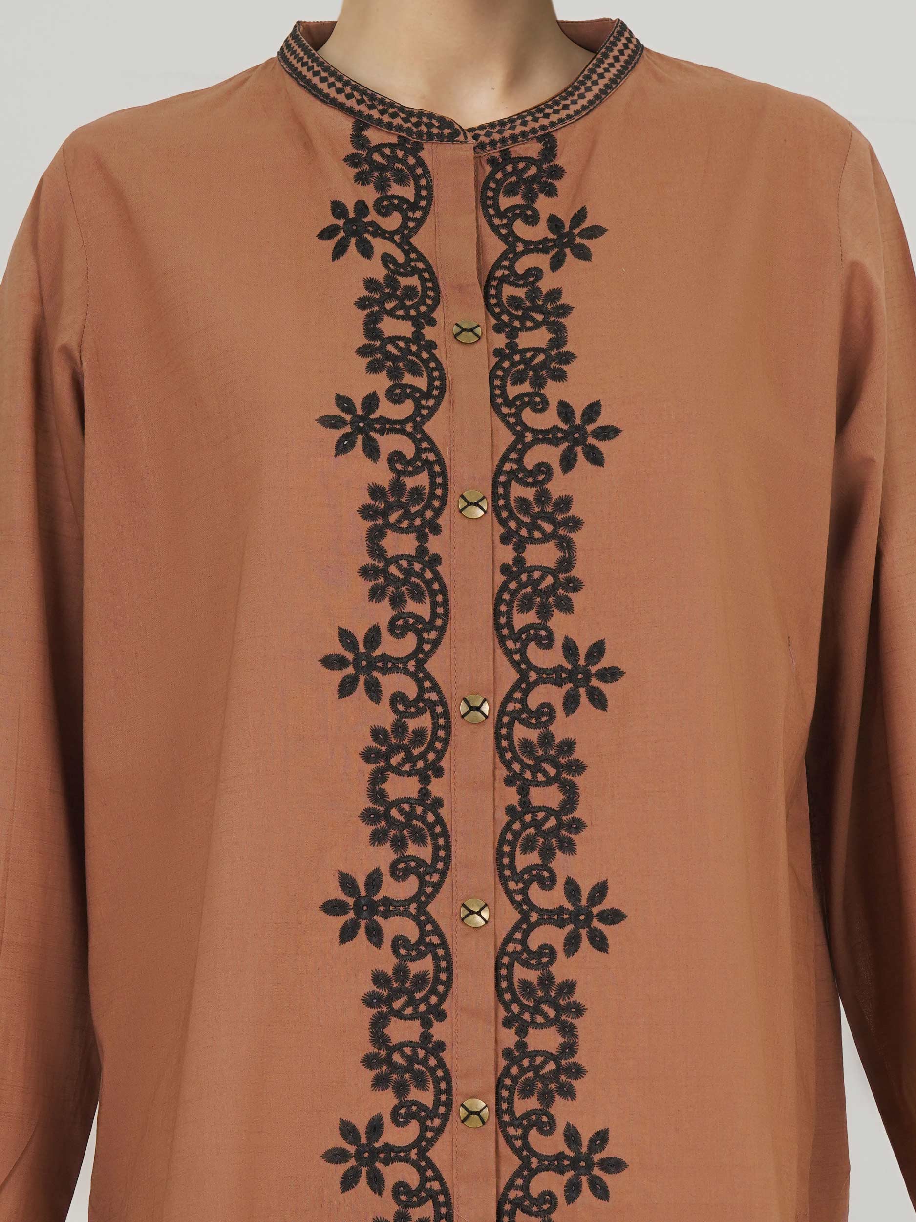 Lawn Slub Co-ord Set- Embroidered - Image 4