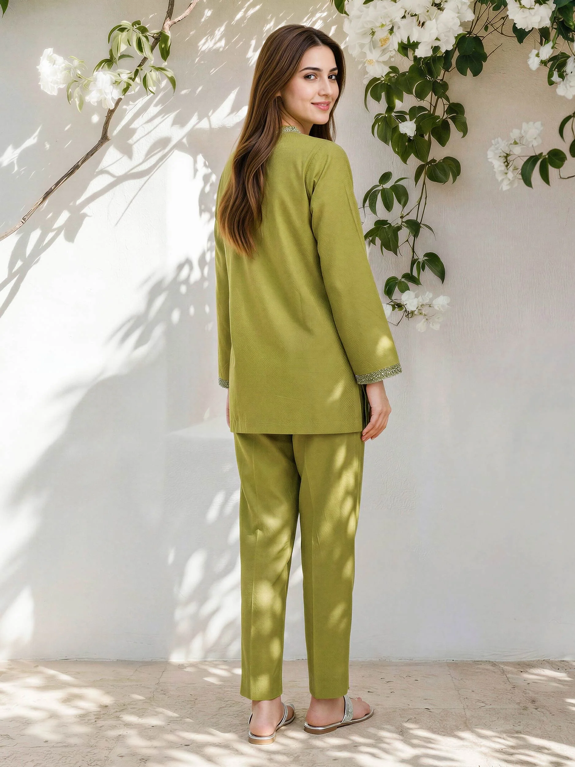 Dobby Co-ord Set- Embroidered - Image 3