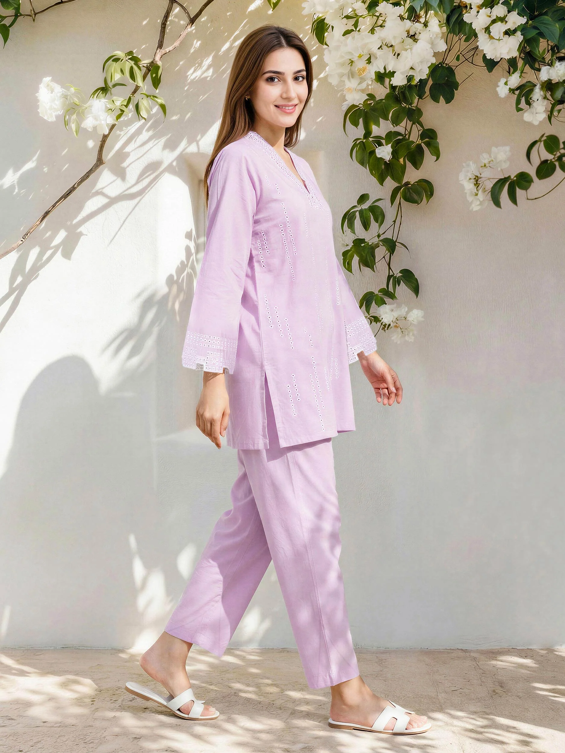 Lawn Slub Co-ord Set- Embroidered - Image 2