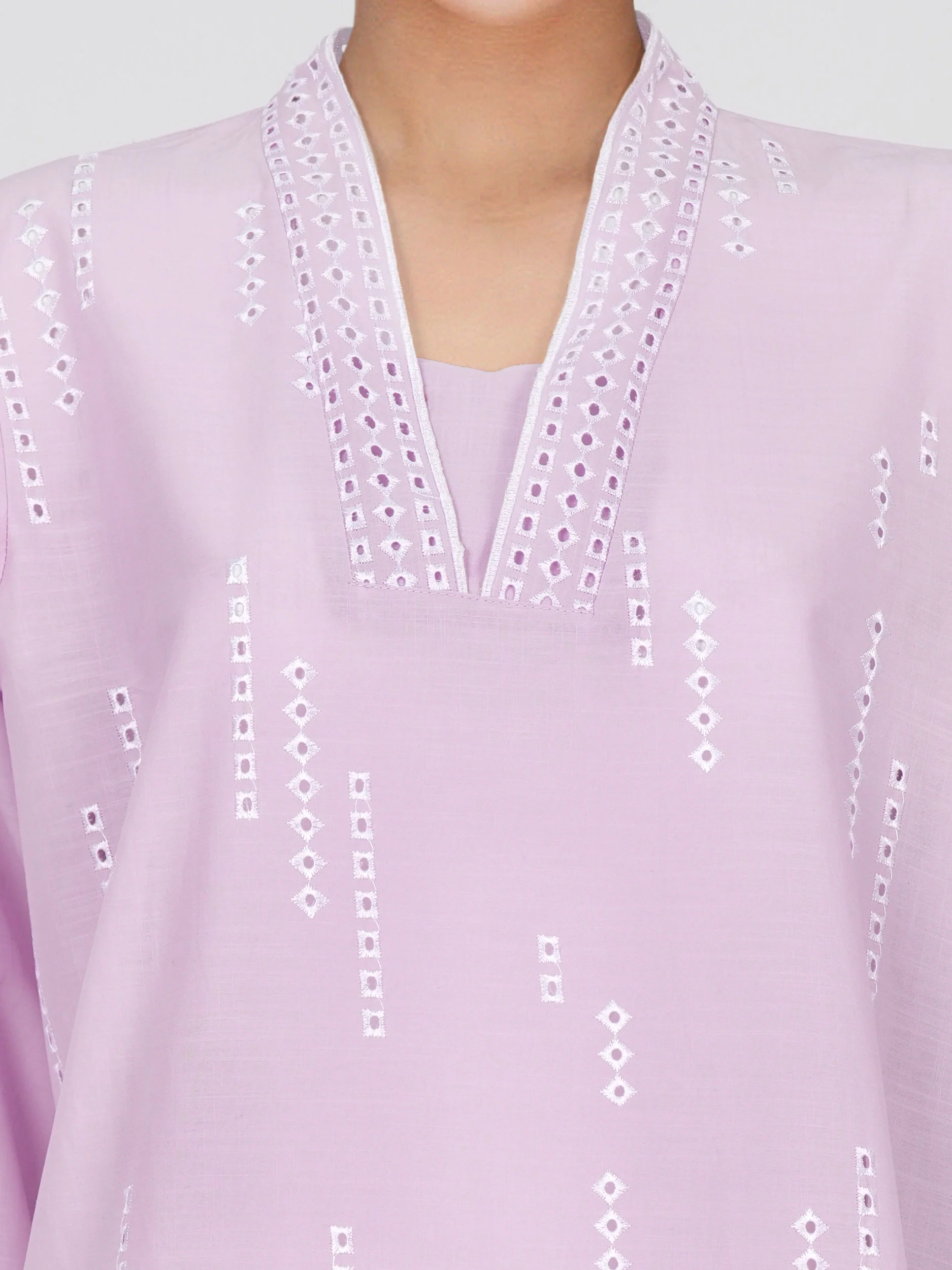 Lawn Slub Co-ord Set- Embroidered - Image 4
