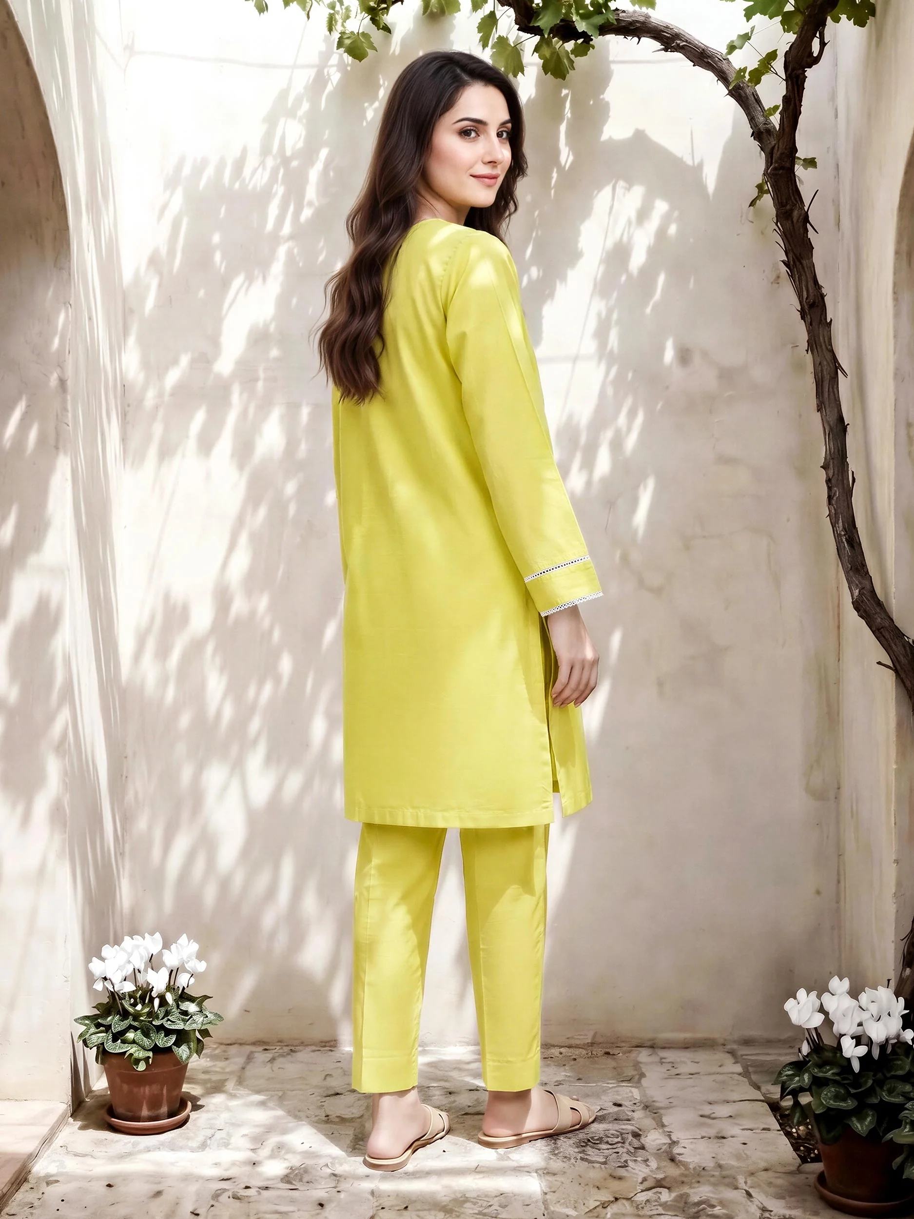 Lawn Slub Co-ord Set- Embroidered - Image 2
