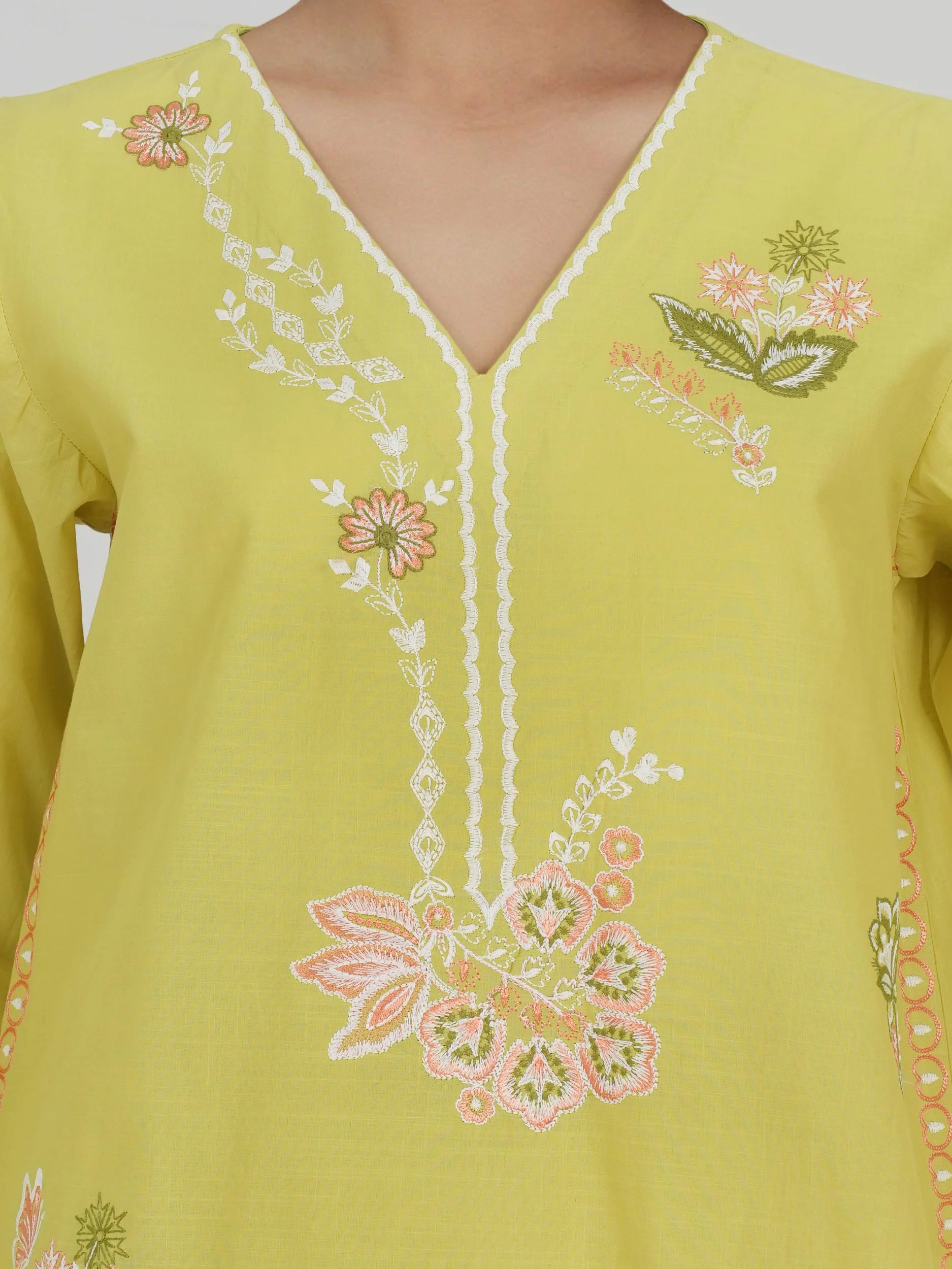 Lawn Slub Co-ord Set- Embroidered - Image 4