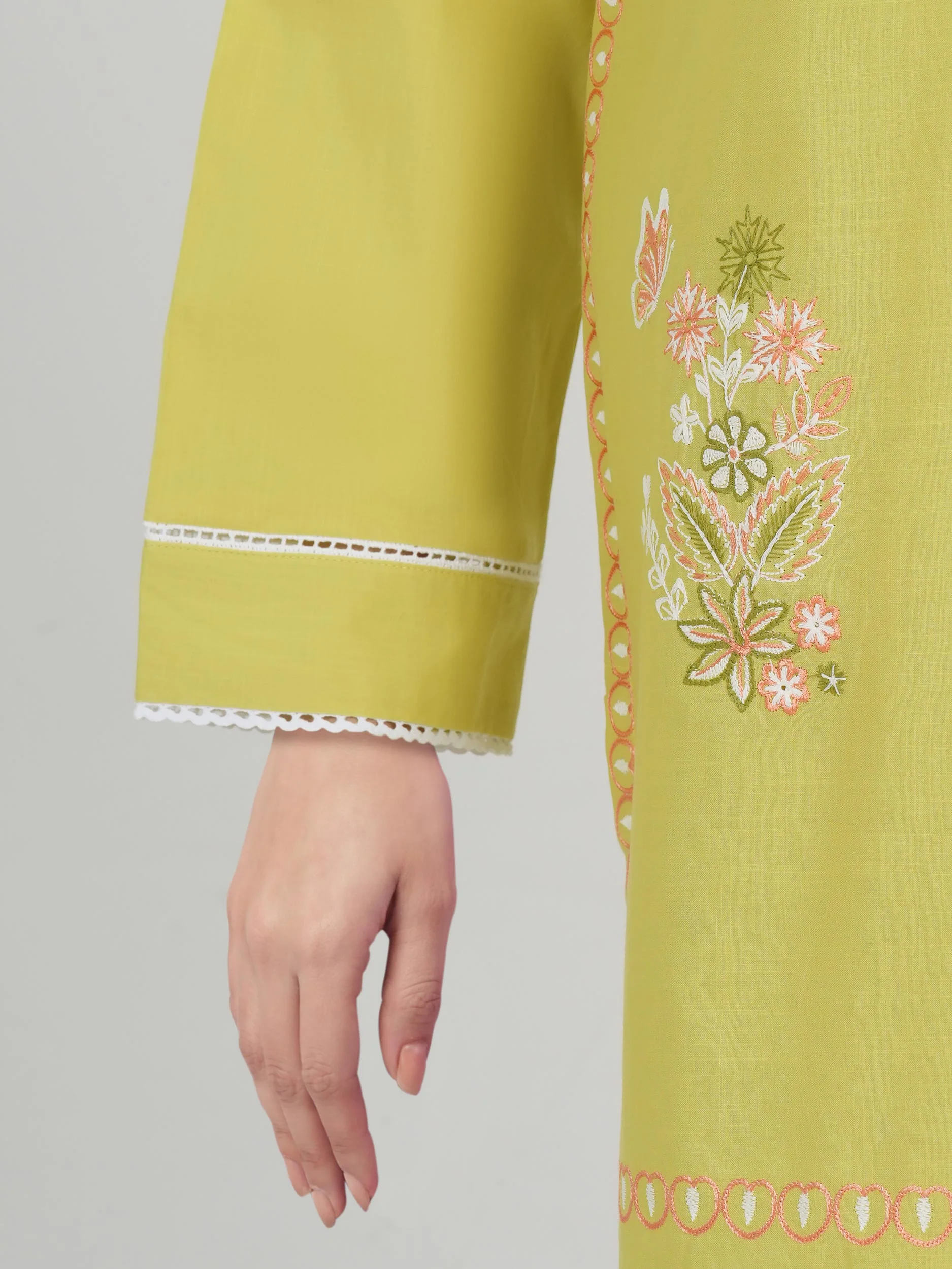 Lawn Slub Co-ord Set- Embroidered - Image 5