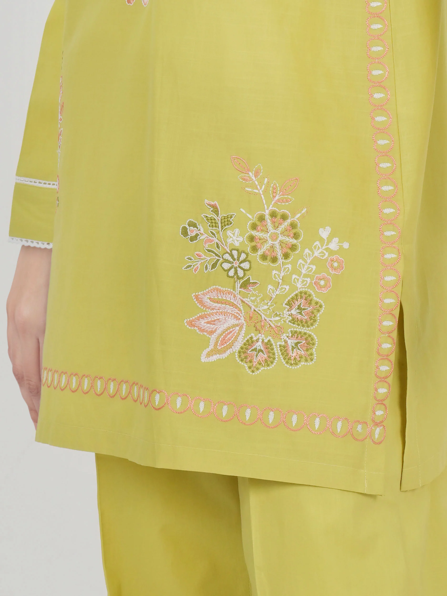 Lawn Slub Co-ord Set- Embroidered - Image 6