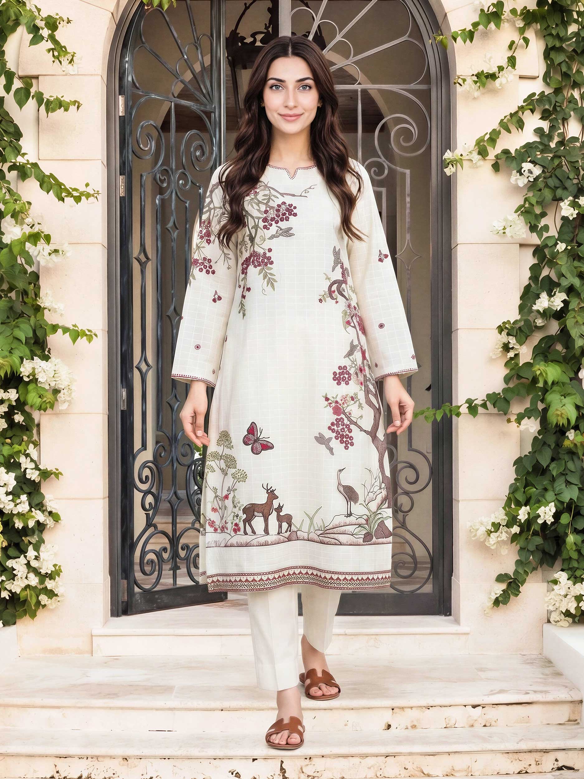 2 Piece Lawn Texture Suit- Embroidered (Pret) - Image 2