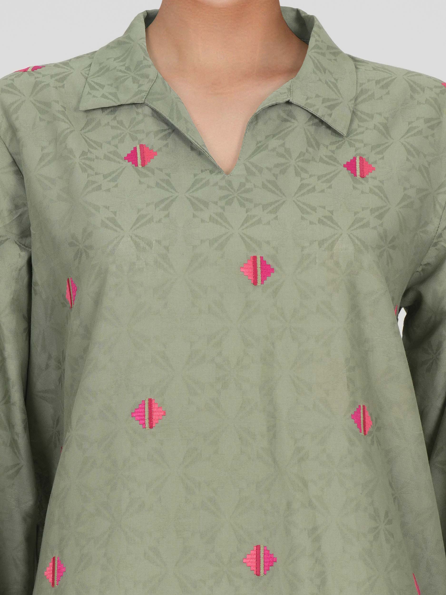 2 Piece Dobby Suit- Embroidered (Pret) - Image 5