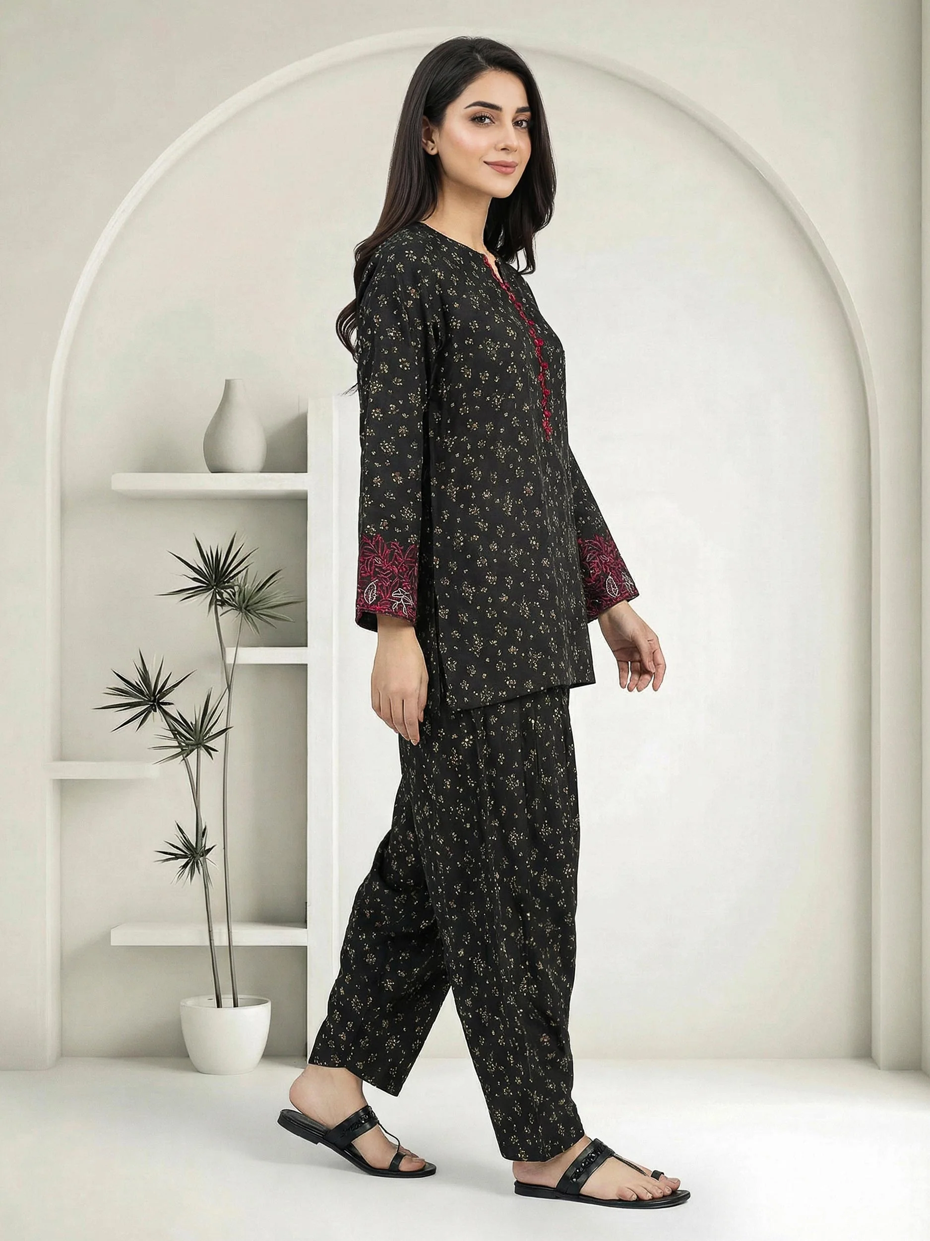 Silk Co-ord Set- Embroidered - Image 2