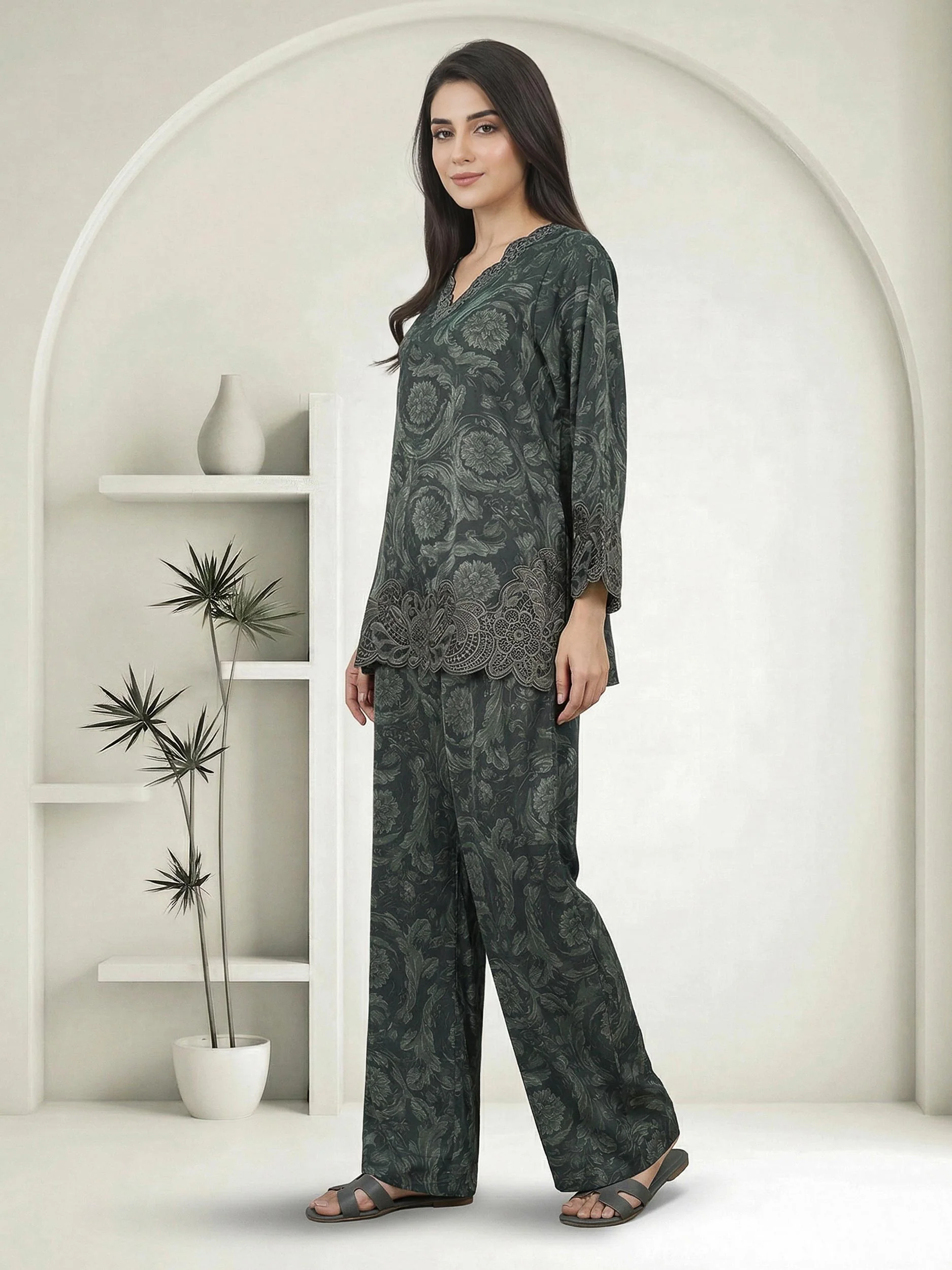 Silk Co ord set- Embroidered - Image 2