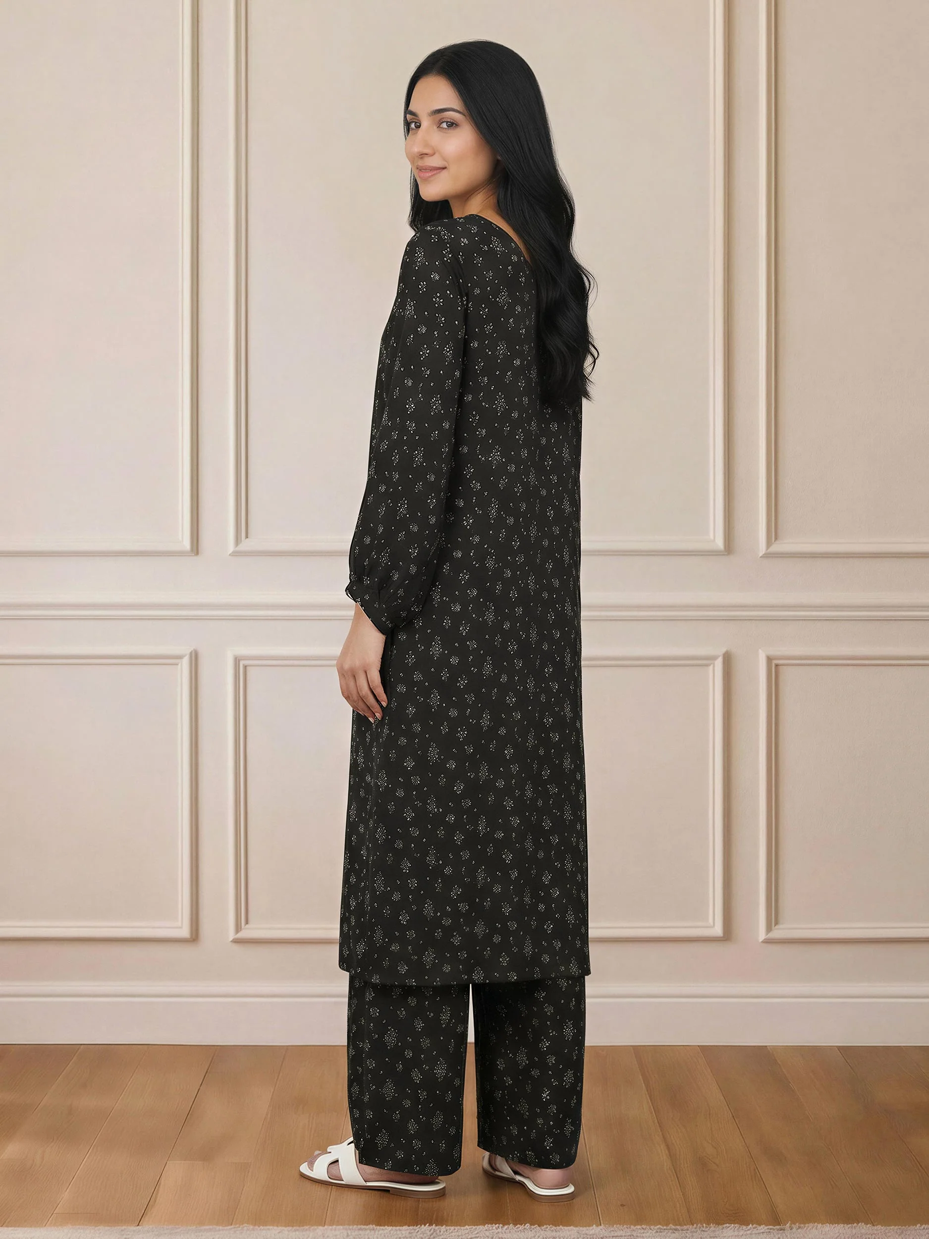 2 Piece Silk Suit- Embellished (Pret) - Image 3