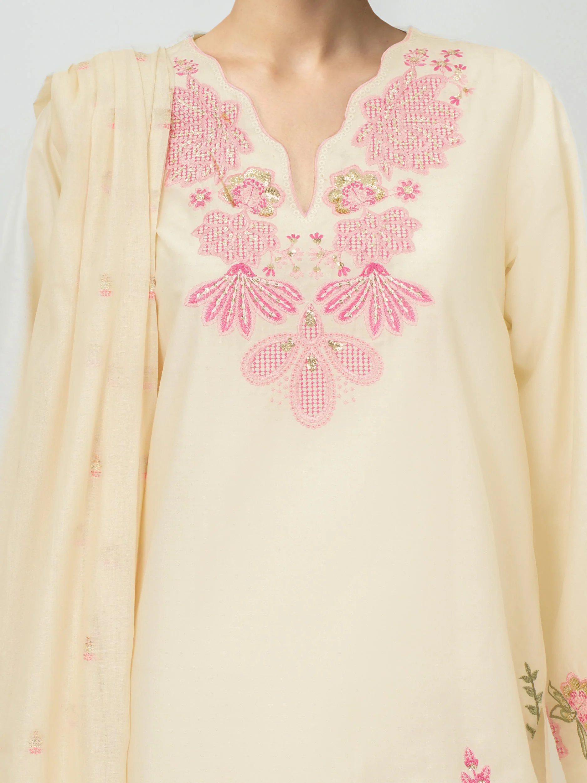 2 Piece Dobby Jacquard Suit- Embroidered (Pret) - Image 4