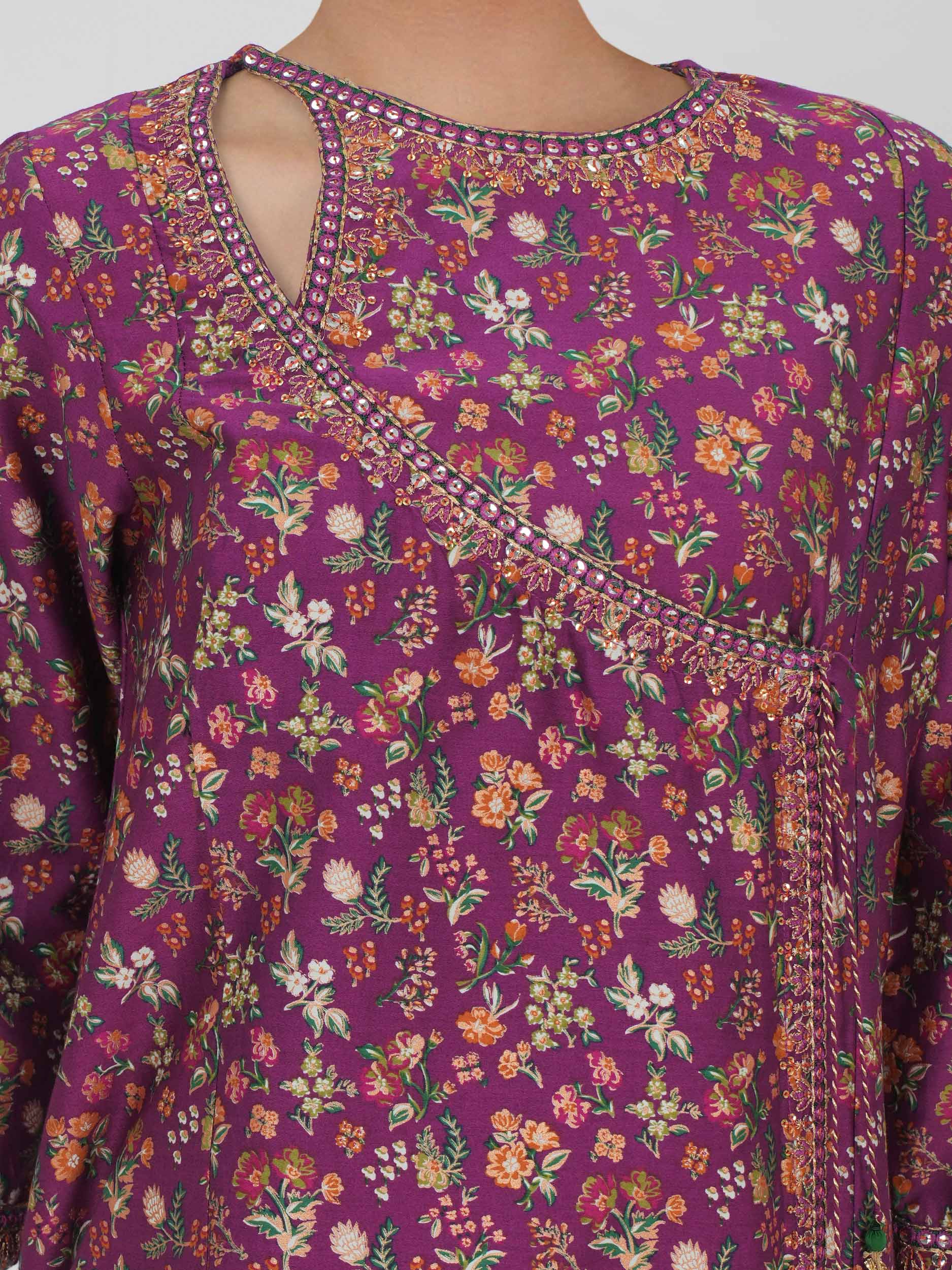 2 Piece Satin Suit- Embroidered (Pret) - Image 4