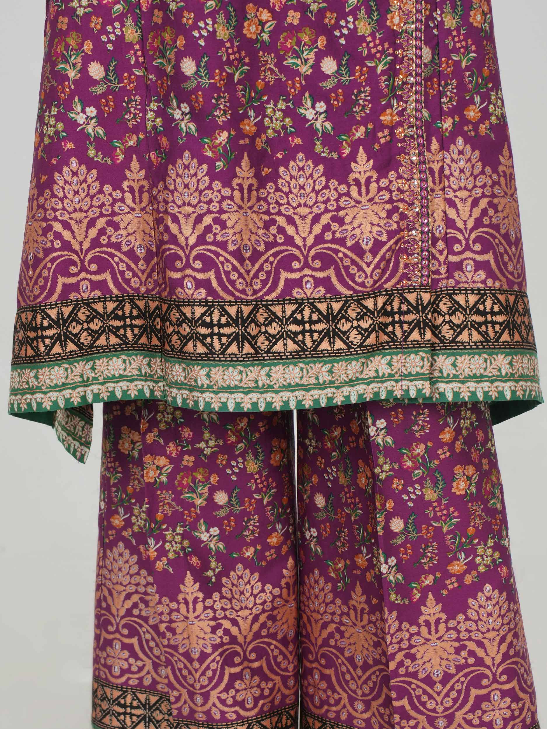 2 Piece Satin Suit- Embroidered (Pret) - Image 5