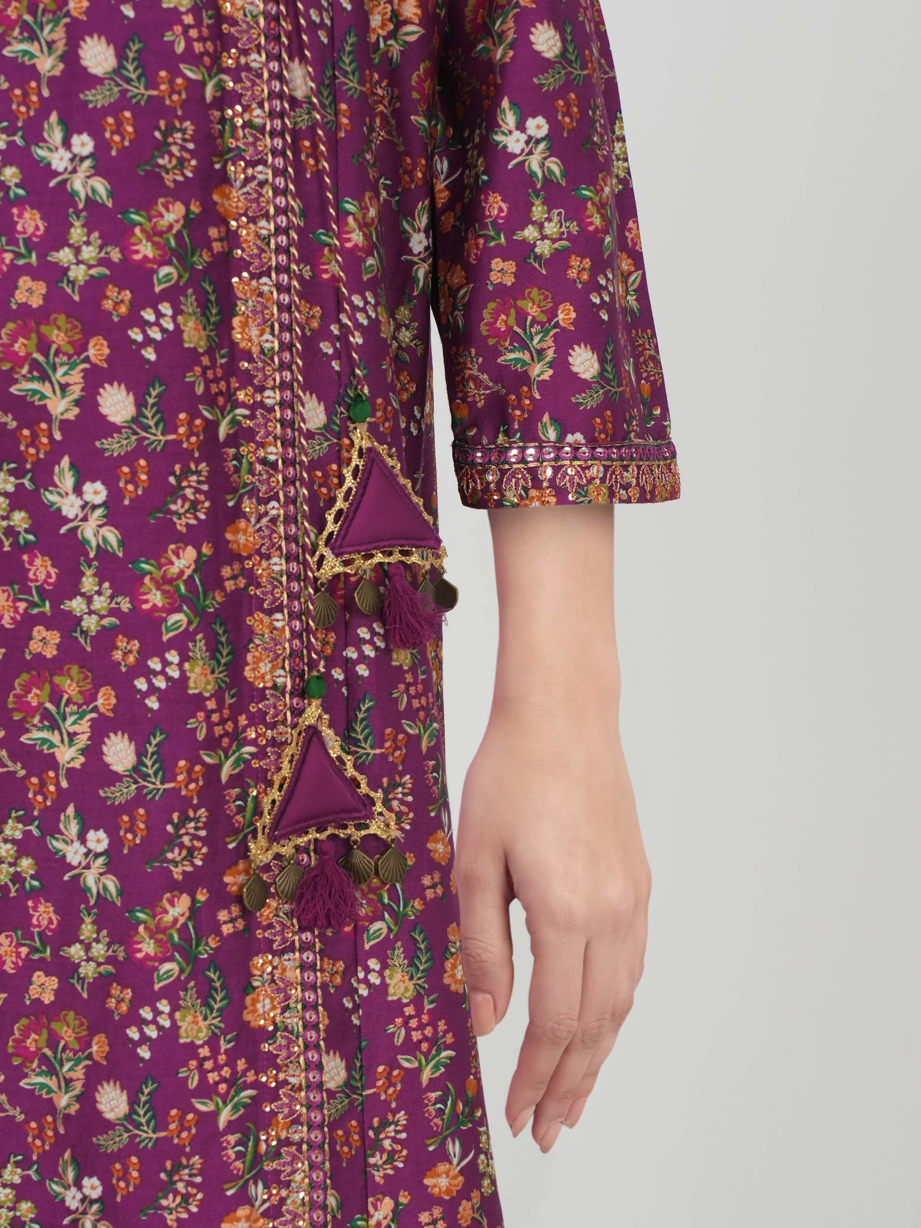 2 Piece Satin Suit- Embroidered (Pret) - Image 6