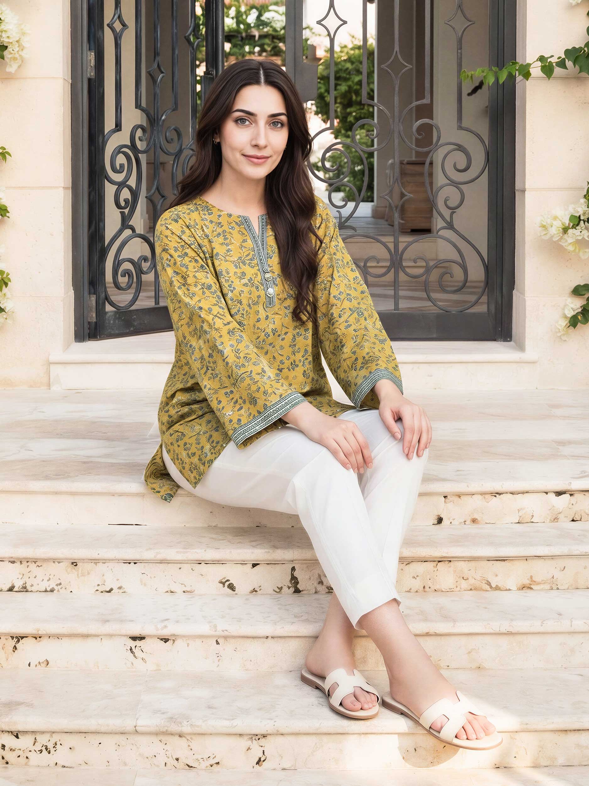 Lawn Texture Kurti- Embroidered (Pret) - Image 4