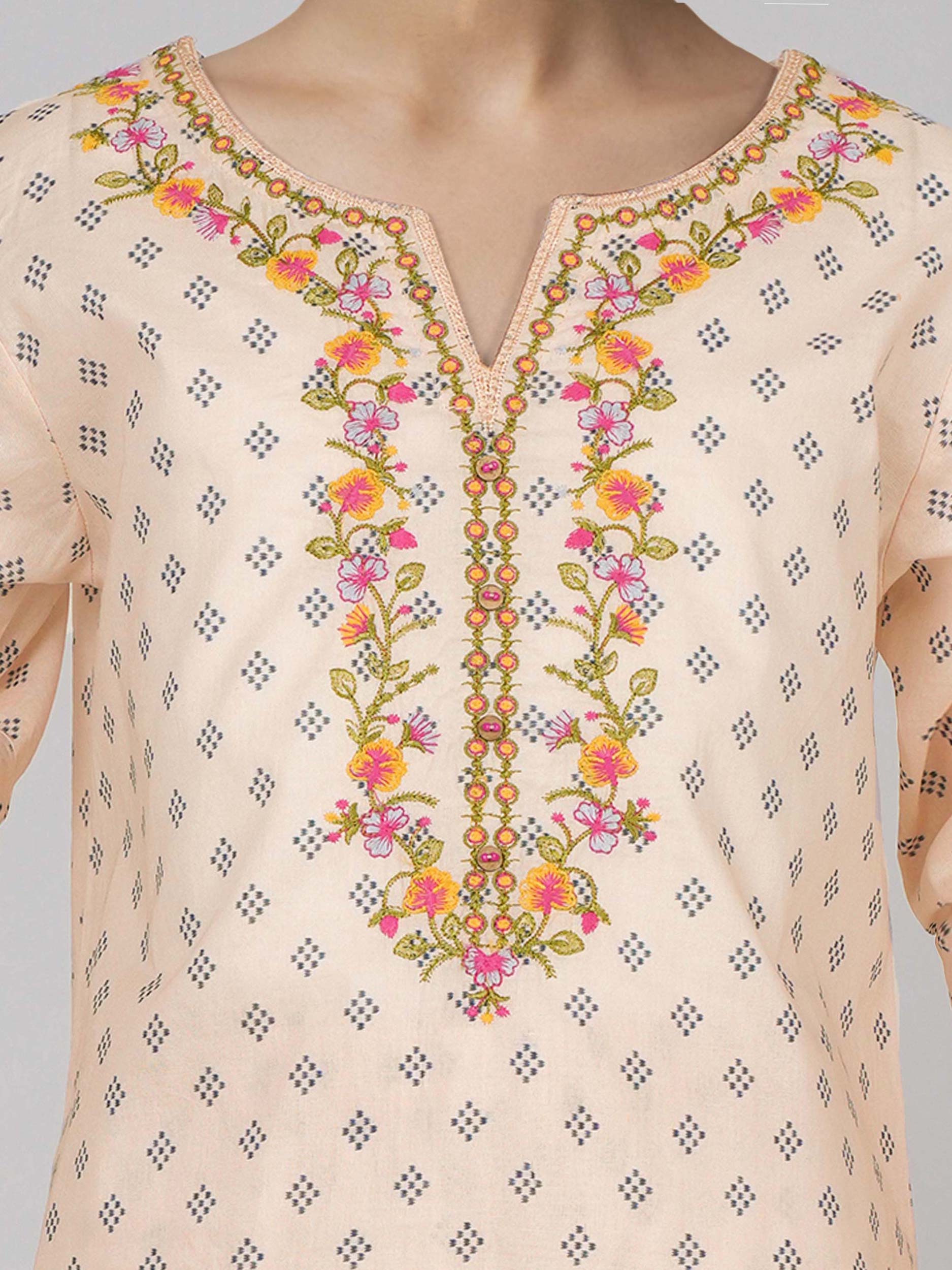 2 Piece Cambric Suit- Embroidered (Pret) - Image 4