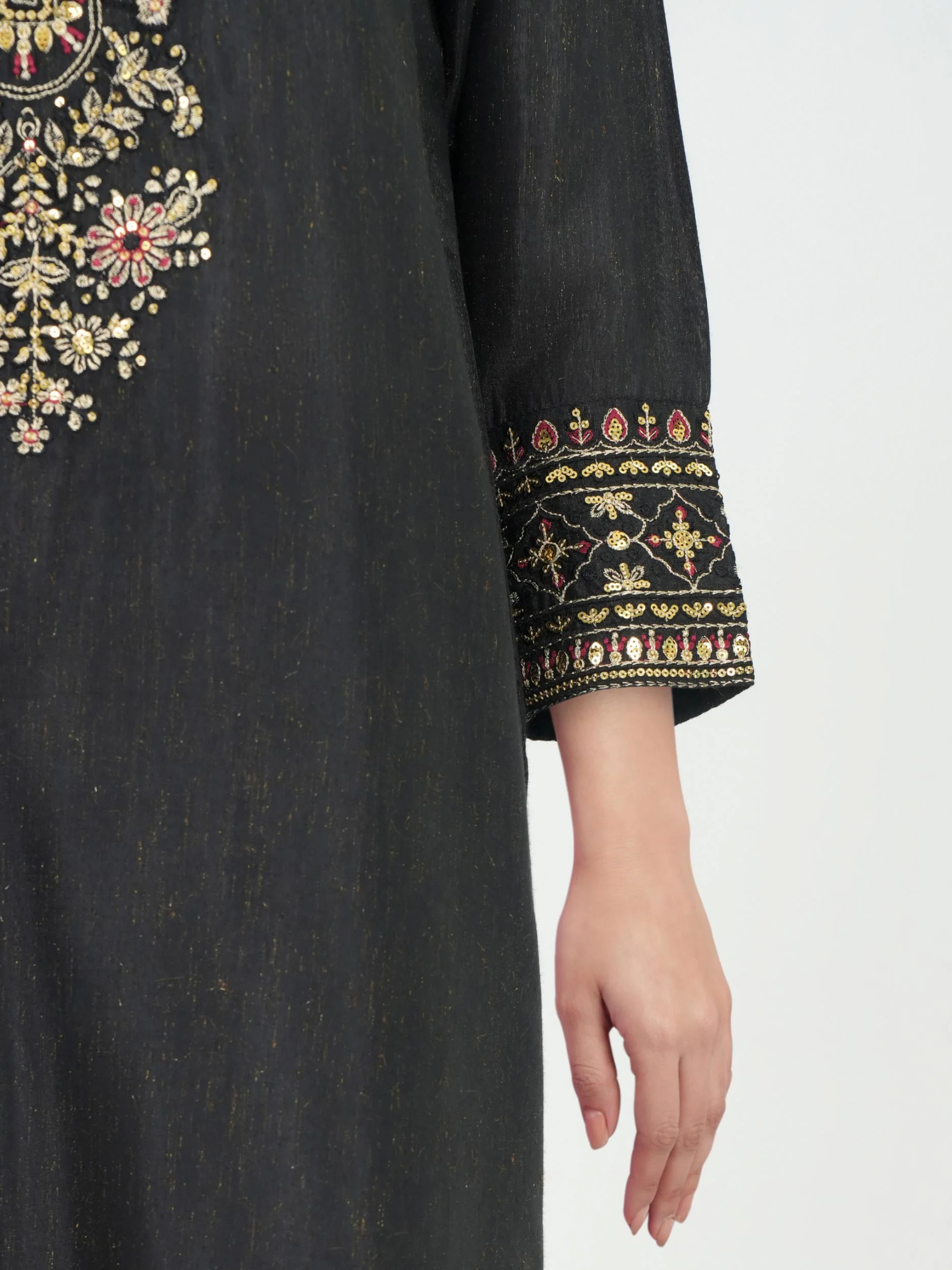 2 Piece Viscose Glitter Suit- Embroidered (Pret) - Image 5