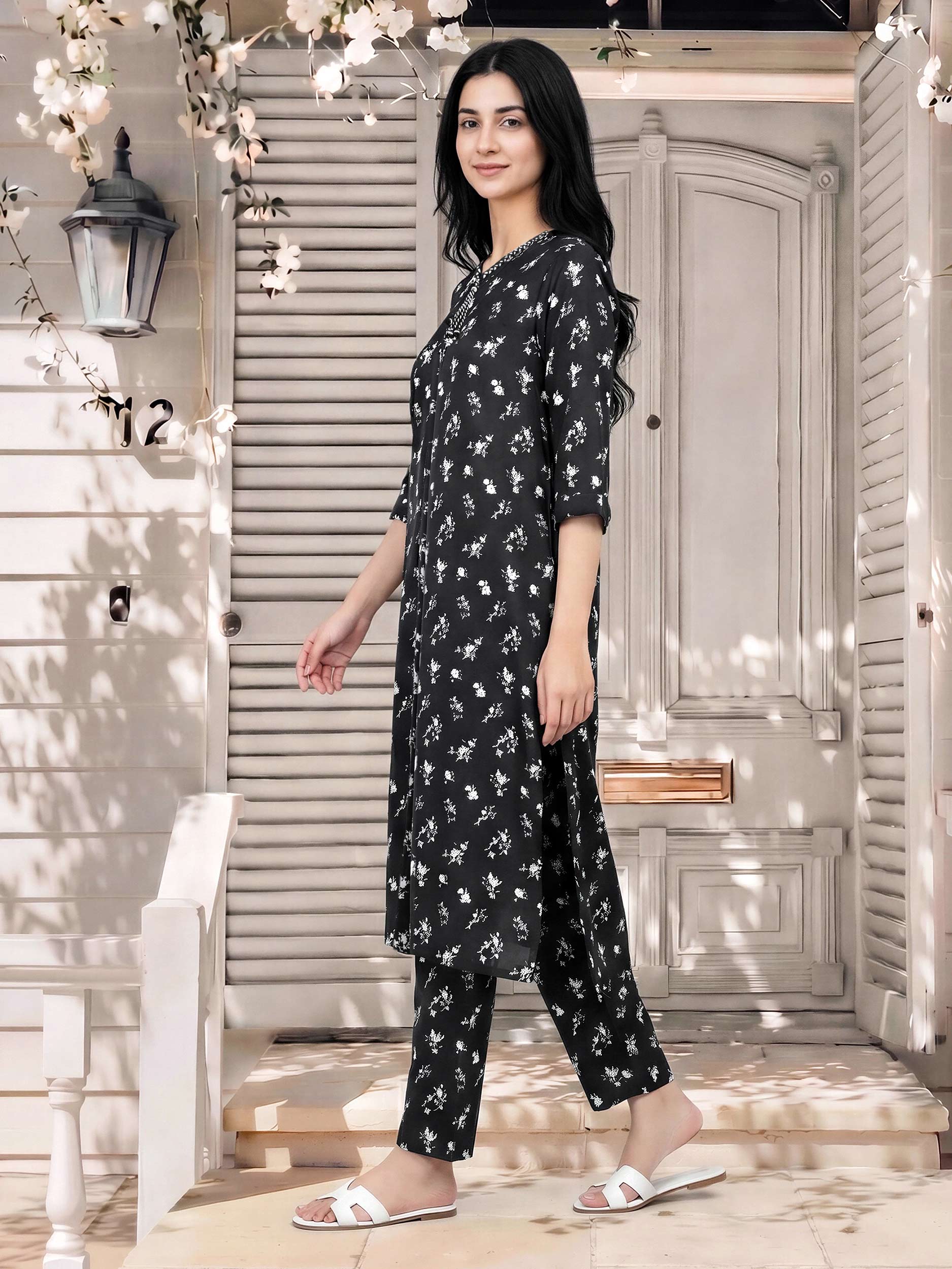 2 Piece Silk Suit (Pret) - Image 2