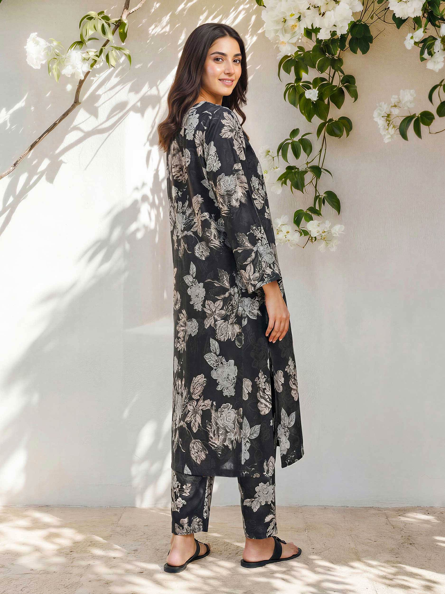 2 Piece Silk Suit- Embroidered (Pret) - Image 3