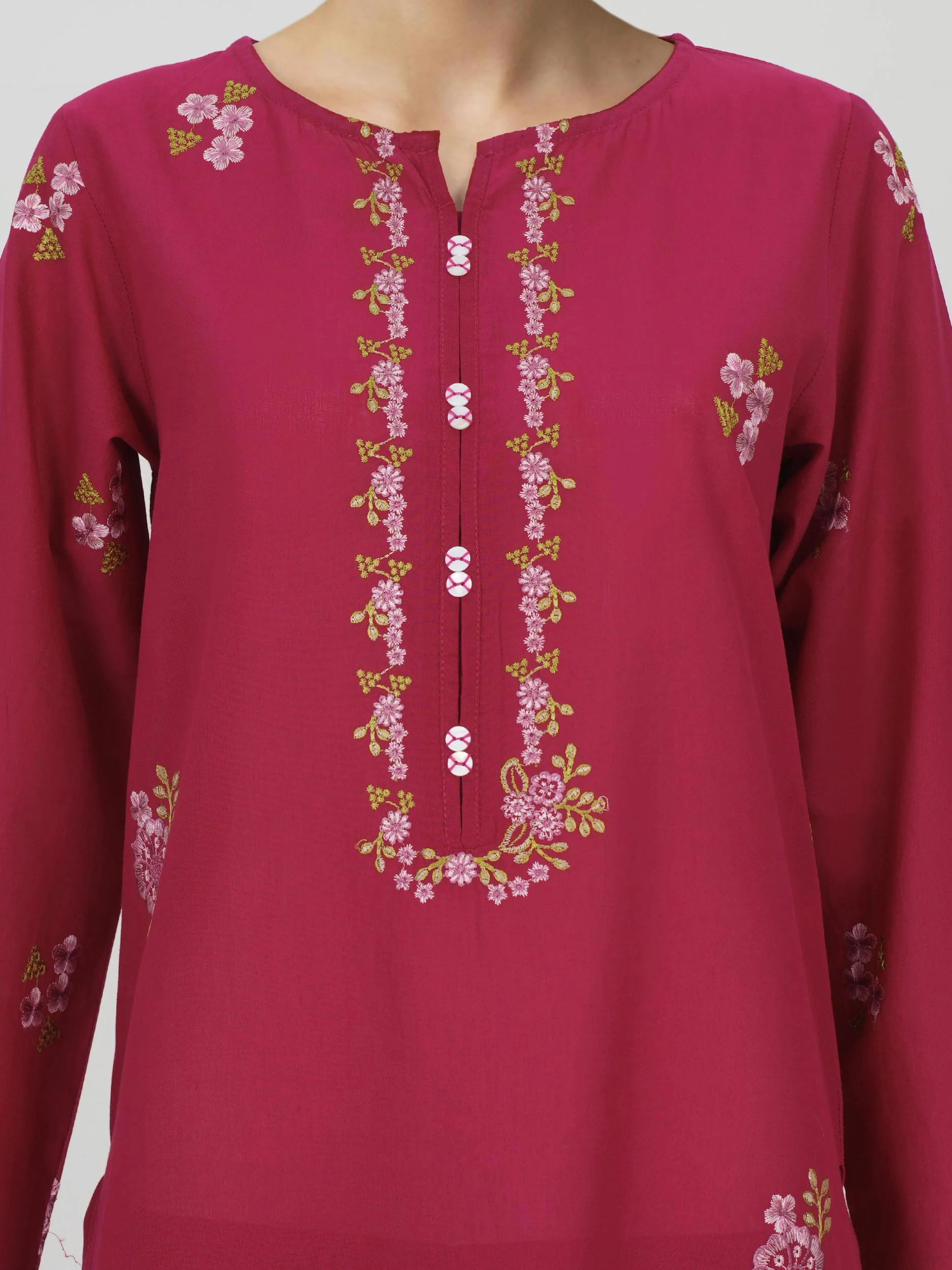 2 Piece Cambric Suit- Embroidered (Pret) - Image 4