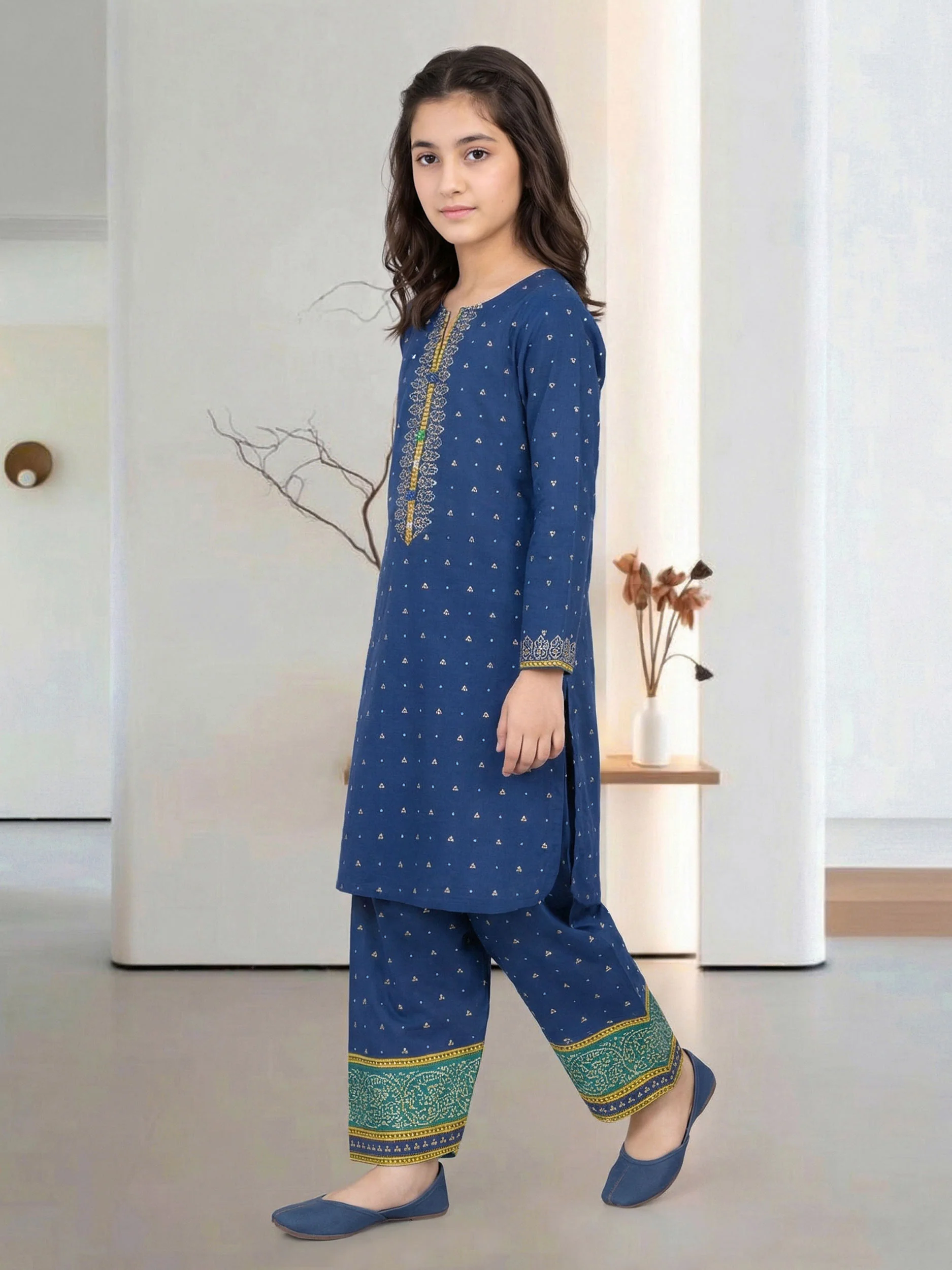 2 Piece Cambric Suit (Pret) - Image 2