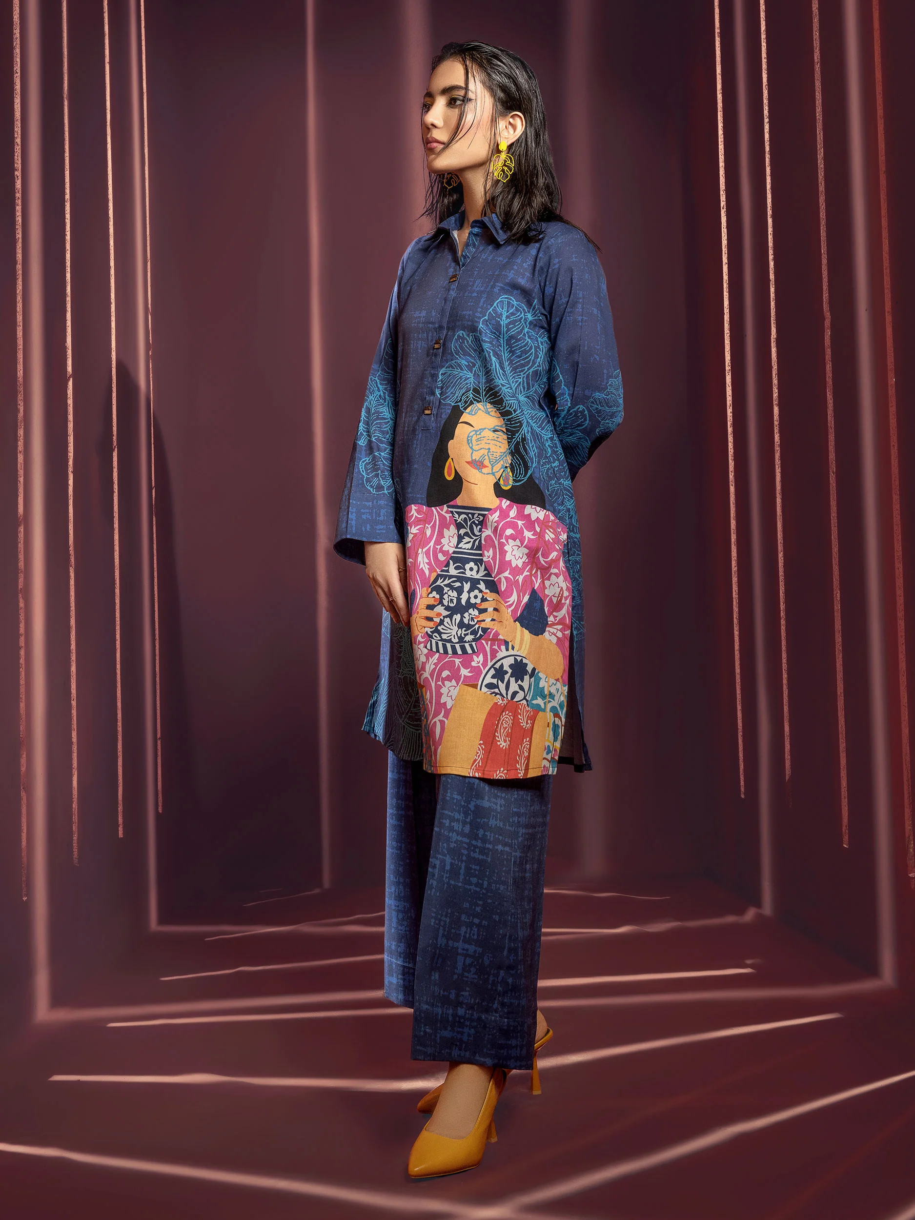 2 Piece Khaddar Suit-Printed(Unstitched) - Image 4