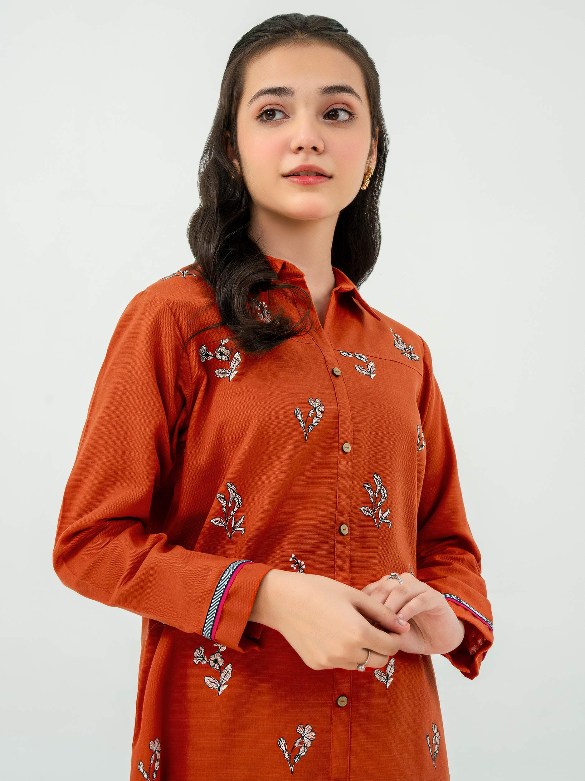 2 Piece Khaddar Suit-Embroidered (Pret) - Image 3