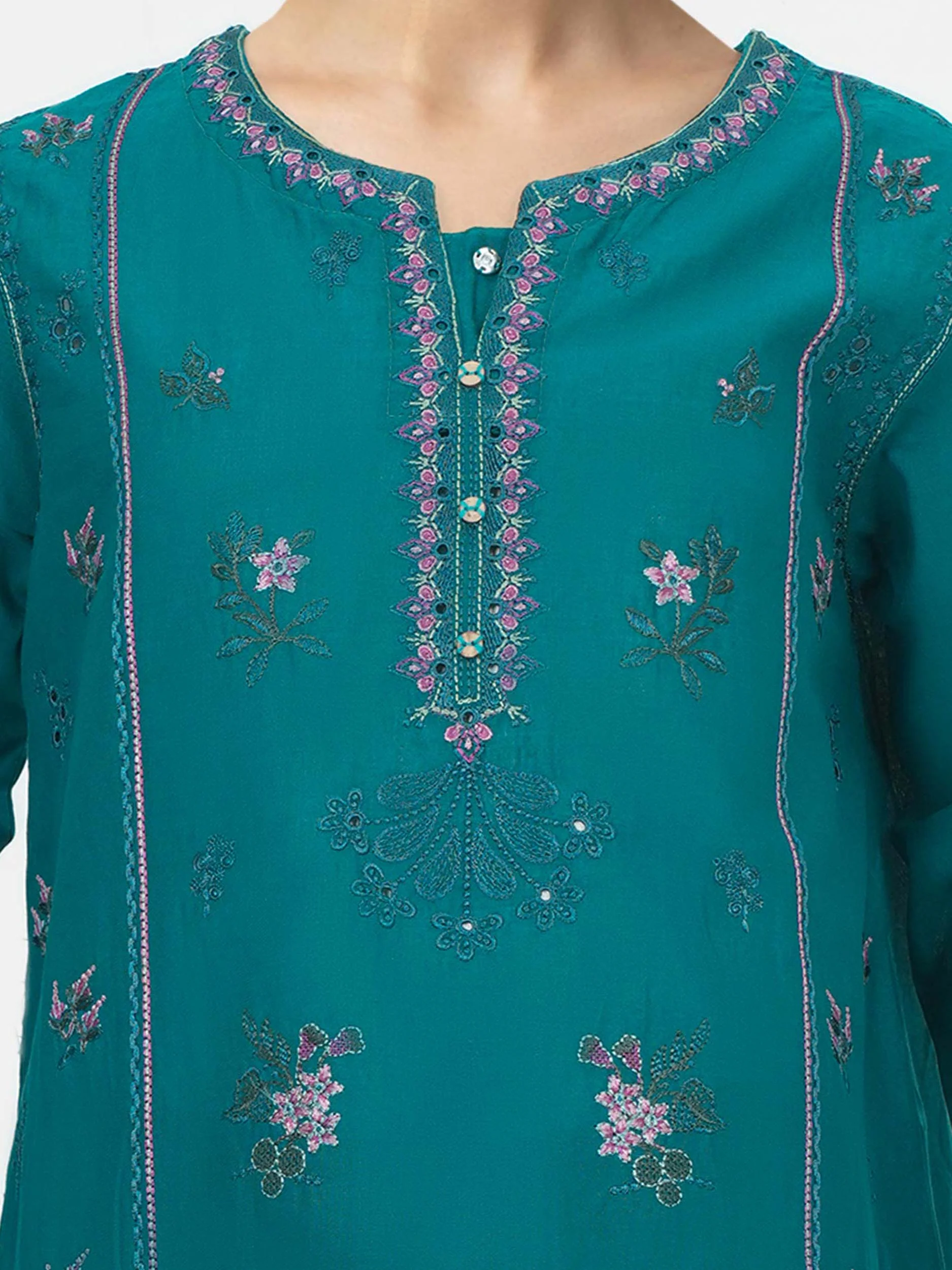 2 Piece Cambric Suit- Embroidered (Pret) - Image 4