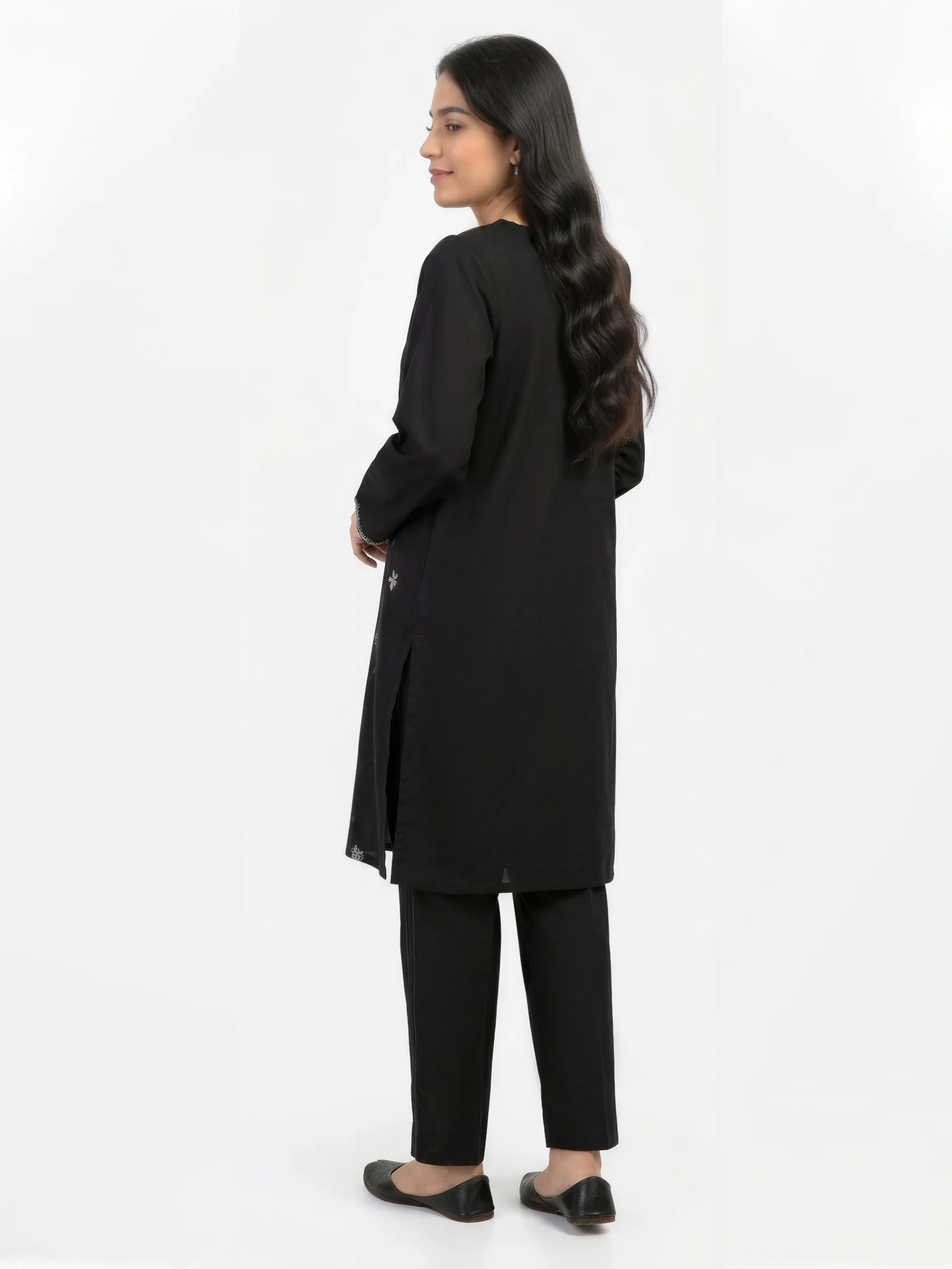 2 Piece Viscose Slub Suit- Embroidered (Pret) - Image 2