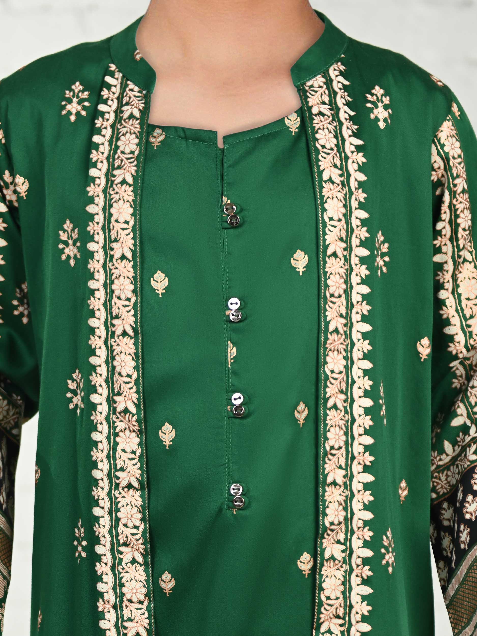 2 Piece Cardigan Satin Suit (Pret) - Image 3