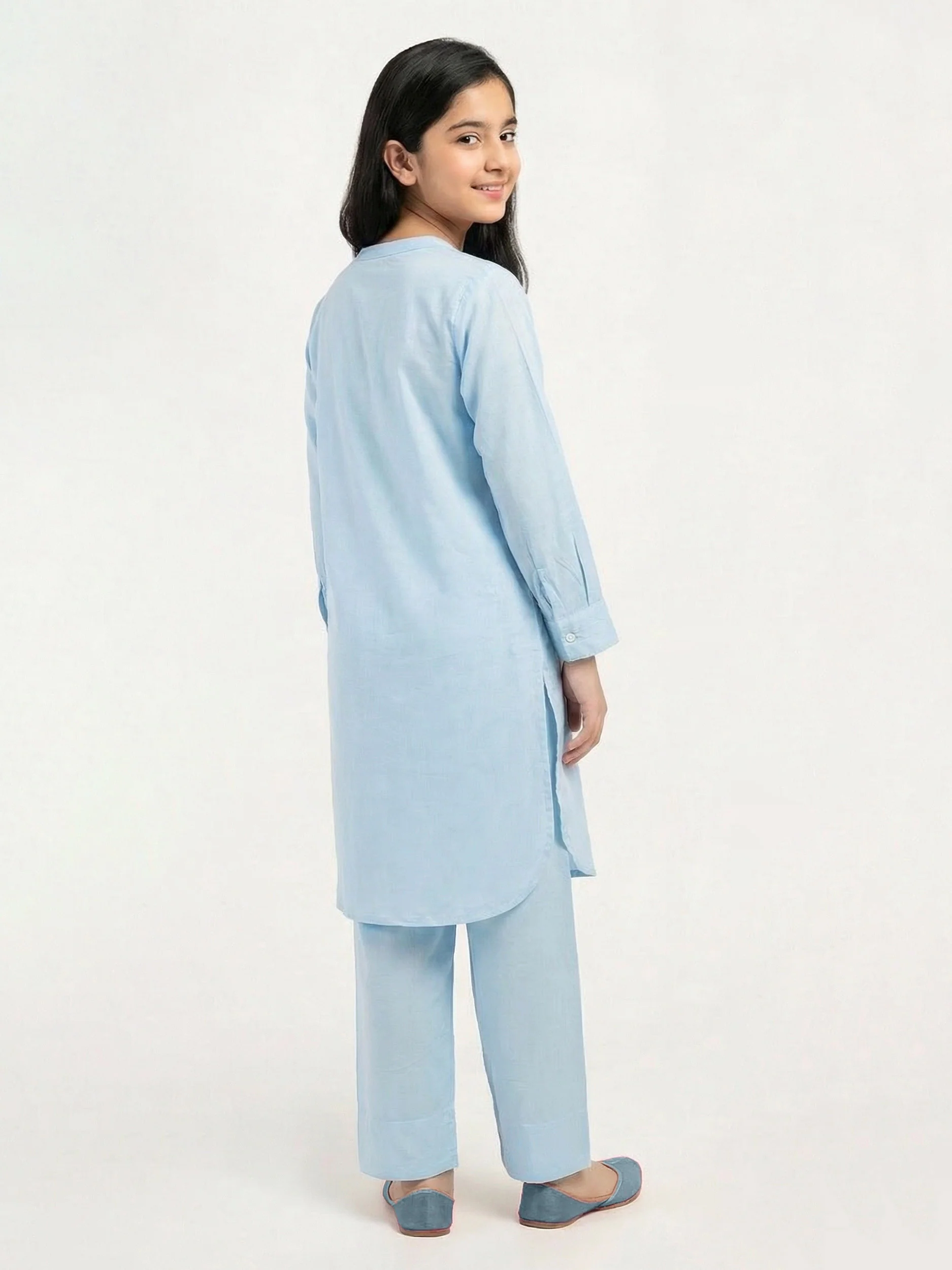 2 Piece Viscose Slub Suit- Embroidered (Pret) - Image 2