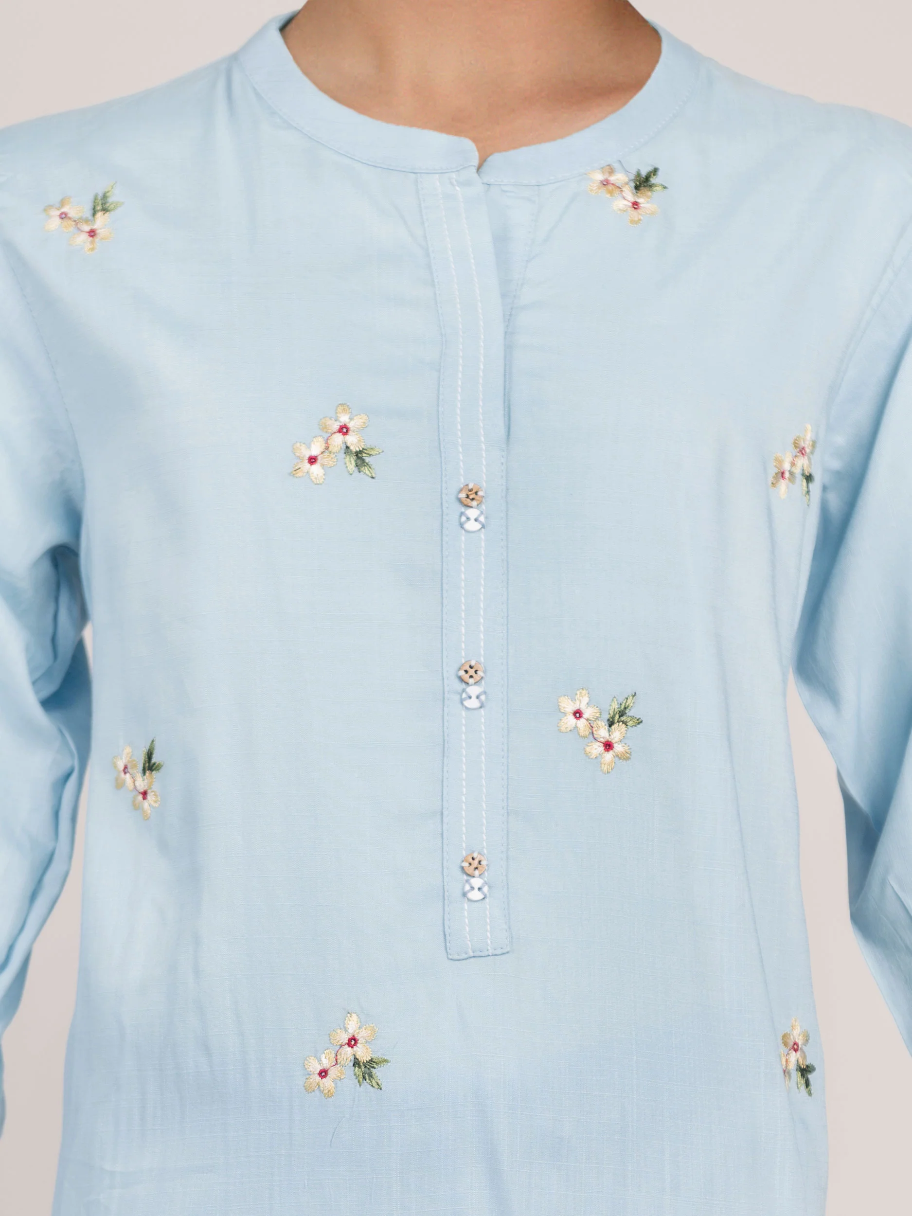 2 Piece Viscose Slub Suit- Embroidered (Pret) - Image 3