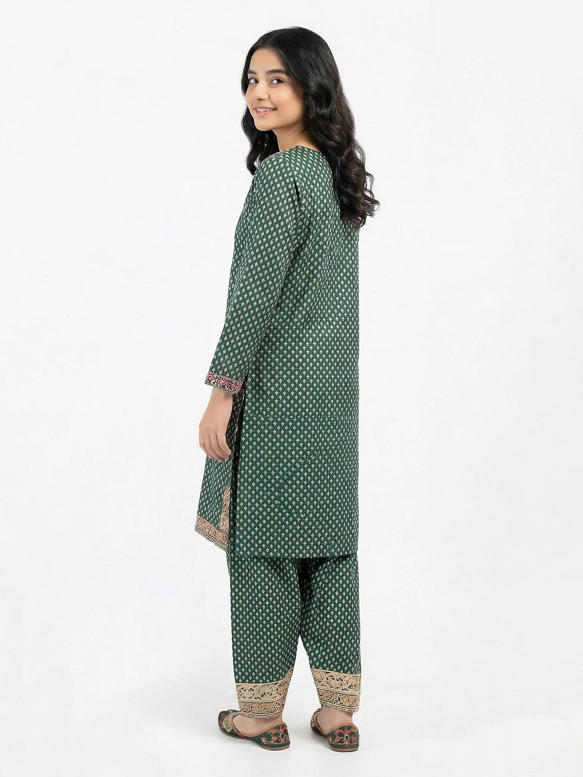 2 Piece Satin Suit- Embroidered (Pret) - Image 2