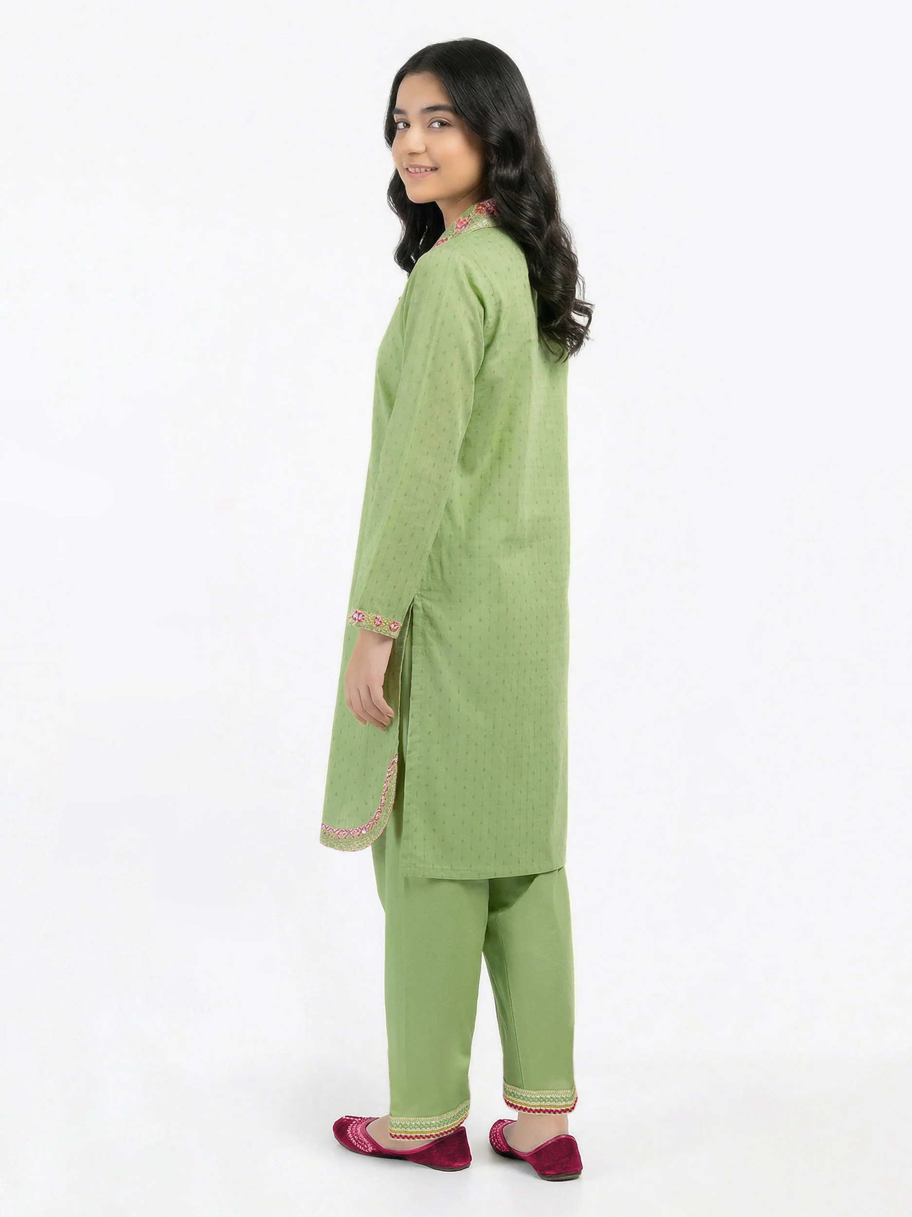 2 Piece Lawn Texture Suit- Embroidered (Pret) - Image 2