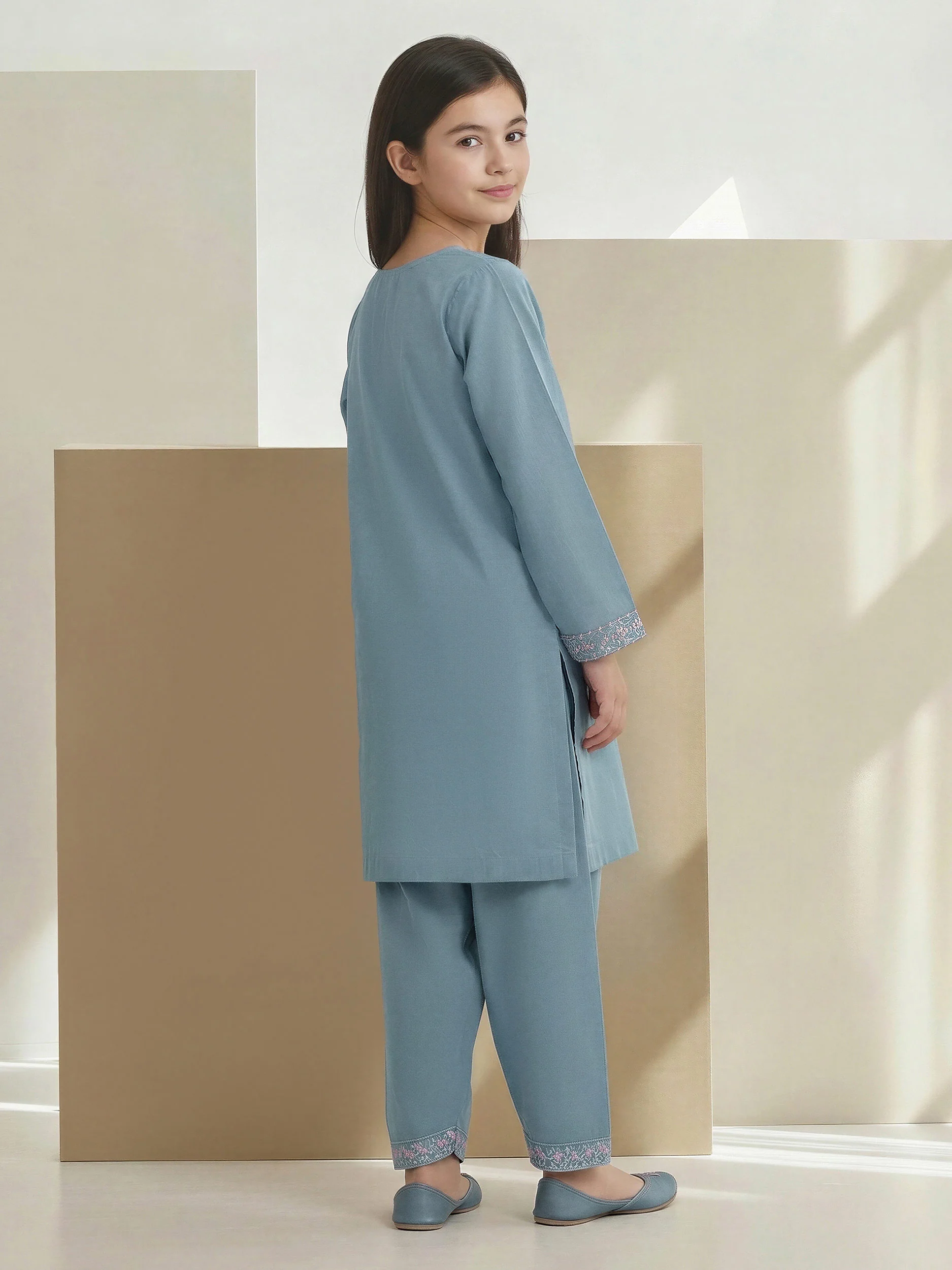 2 Piece Lawn Slub Suit- Embroidered (Pret) - Image 3